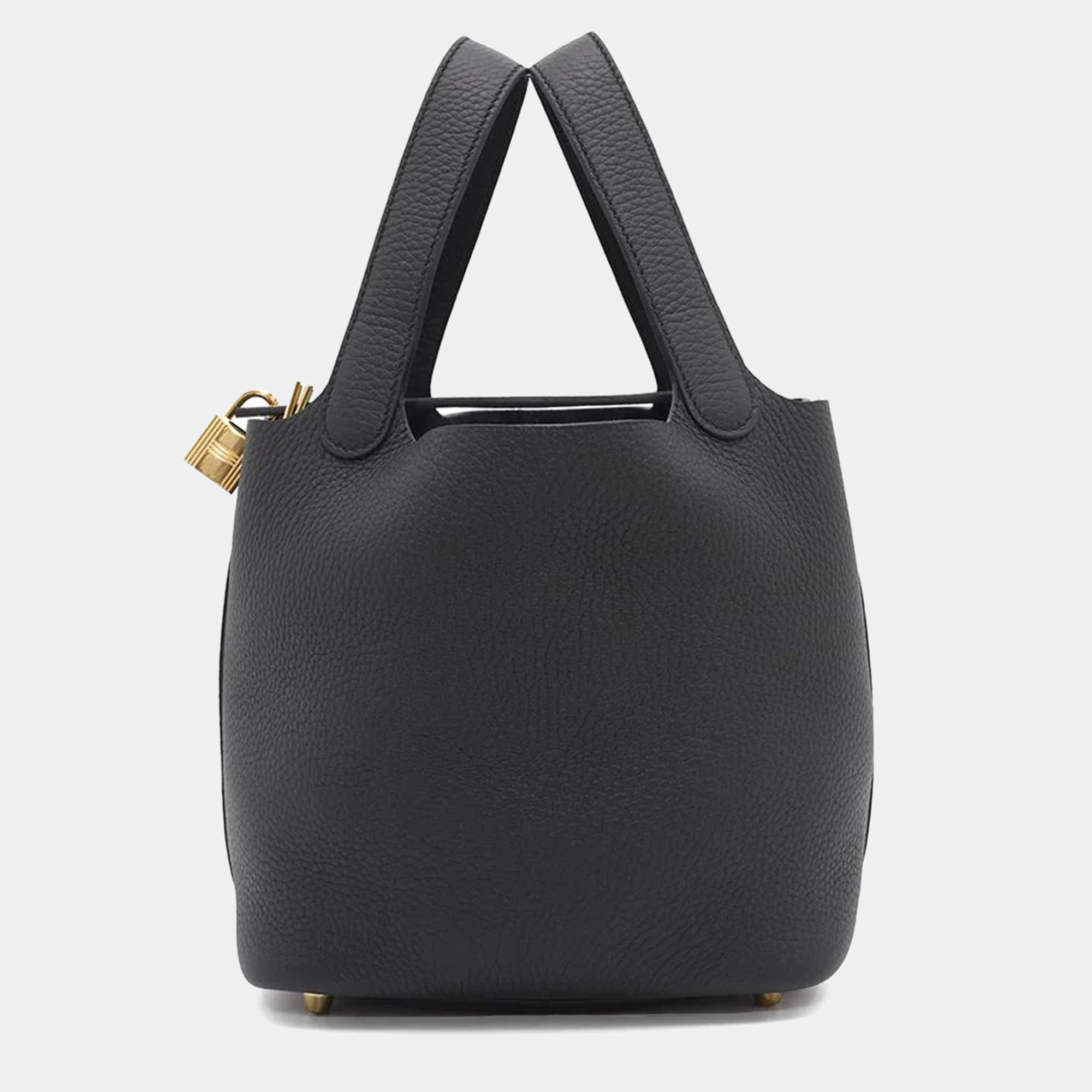 HERMES Black Taurillon Clemence Picotin Lock 18
