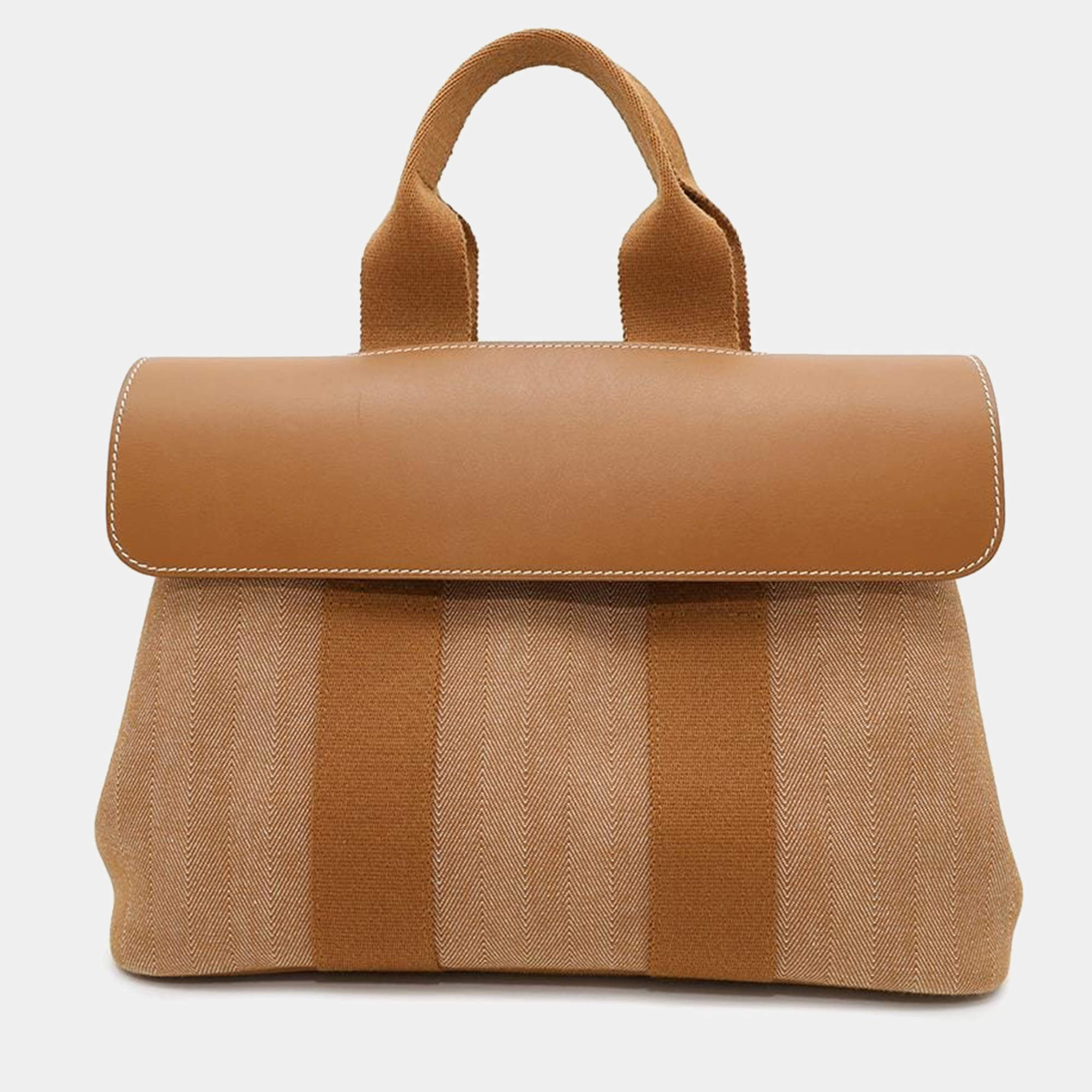 Hermes Gold Toile Chevrons Leather Valparaiso PM