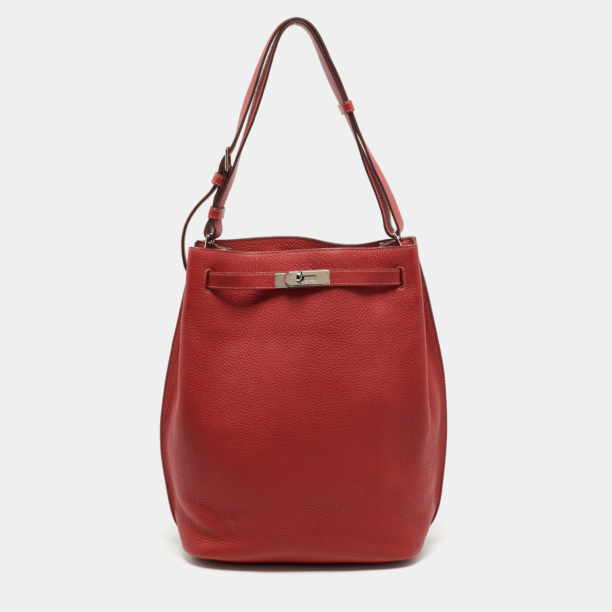 Hermes Rouge Pivoine/Rose Jaipur Taurillon Clemence Leather Palladium Hardware So Kelly 26 Bag