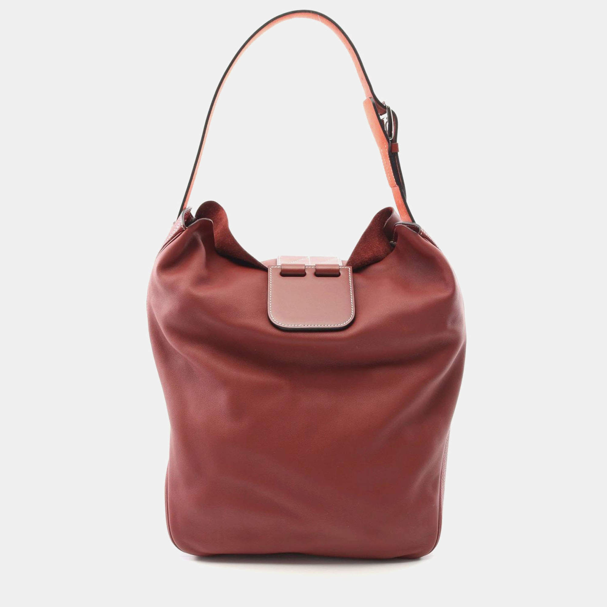 Hermes Virevolte Bordeaux Swift Leather Shoulder Bag