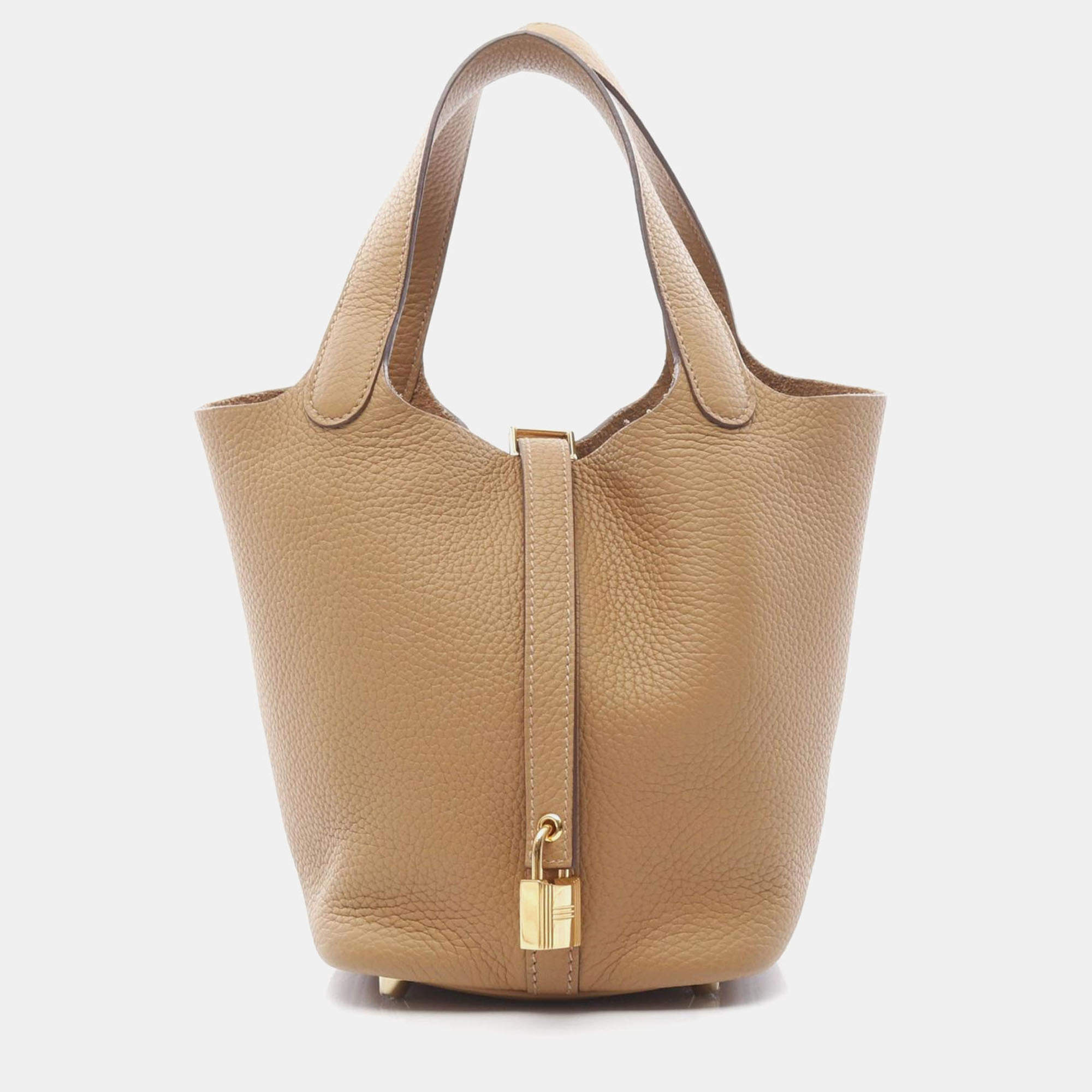 Hermes Picotin PM Biscuit U Taurillon Clemence Hand Bag  