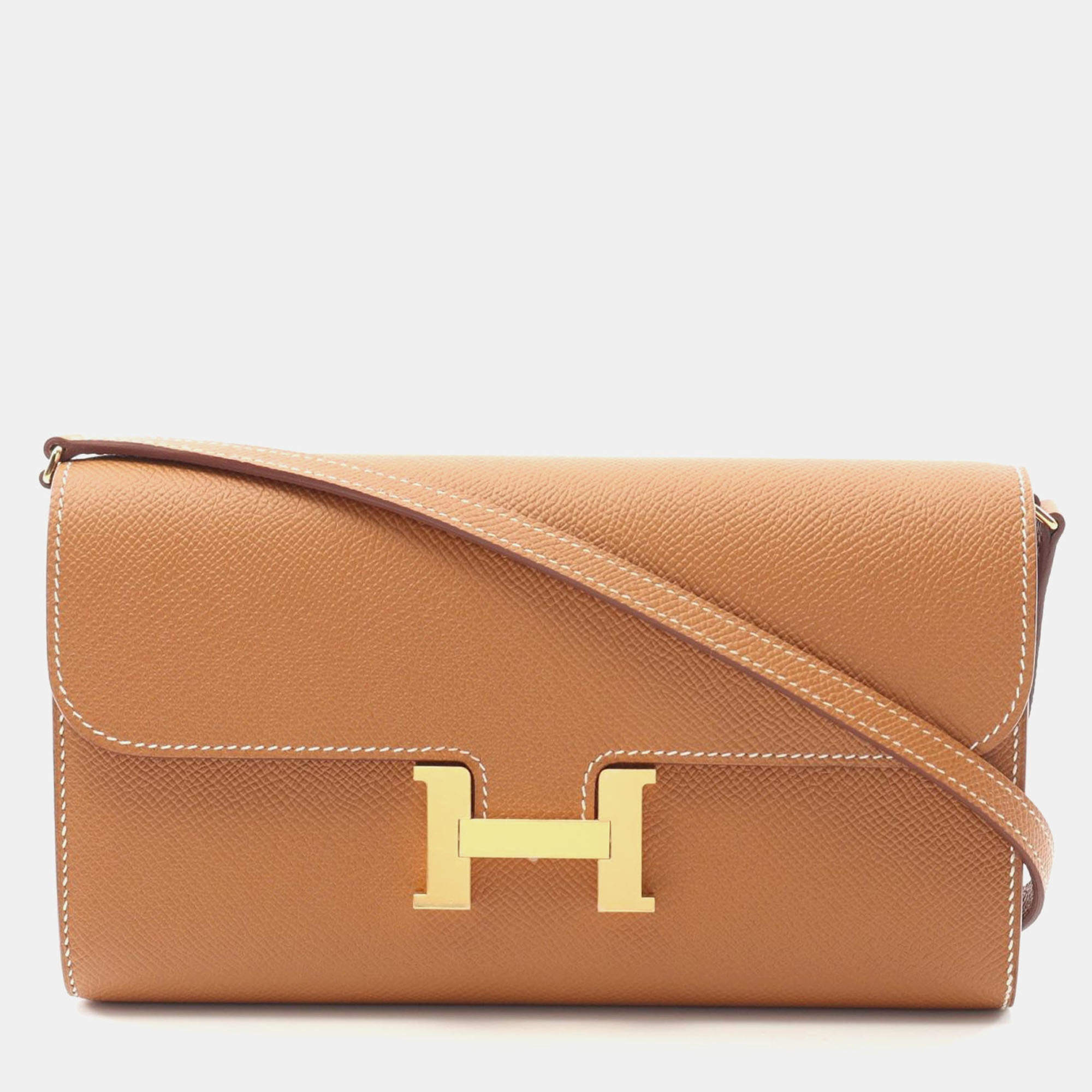Hermes Constance Long To Go Gold Epsom Leather Wallet