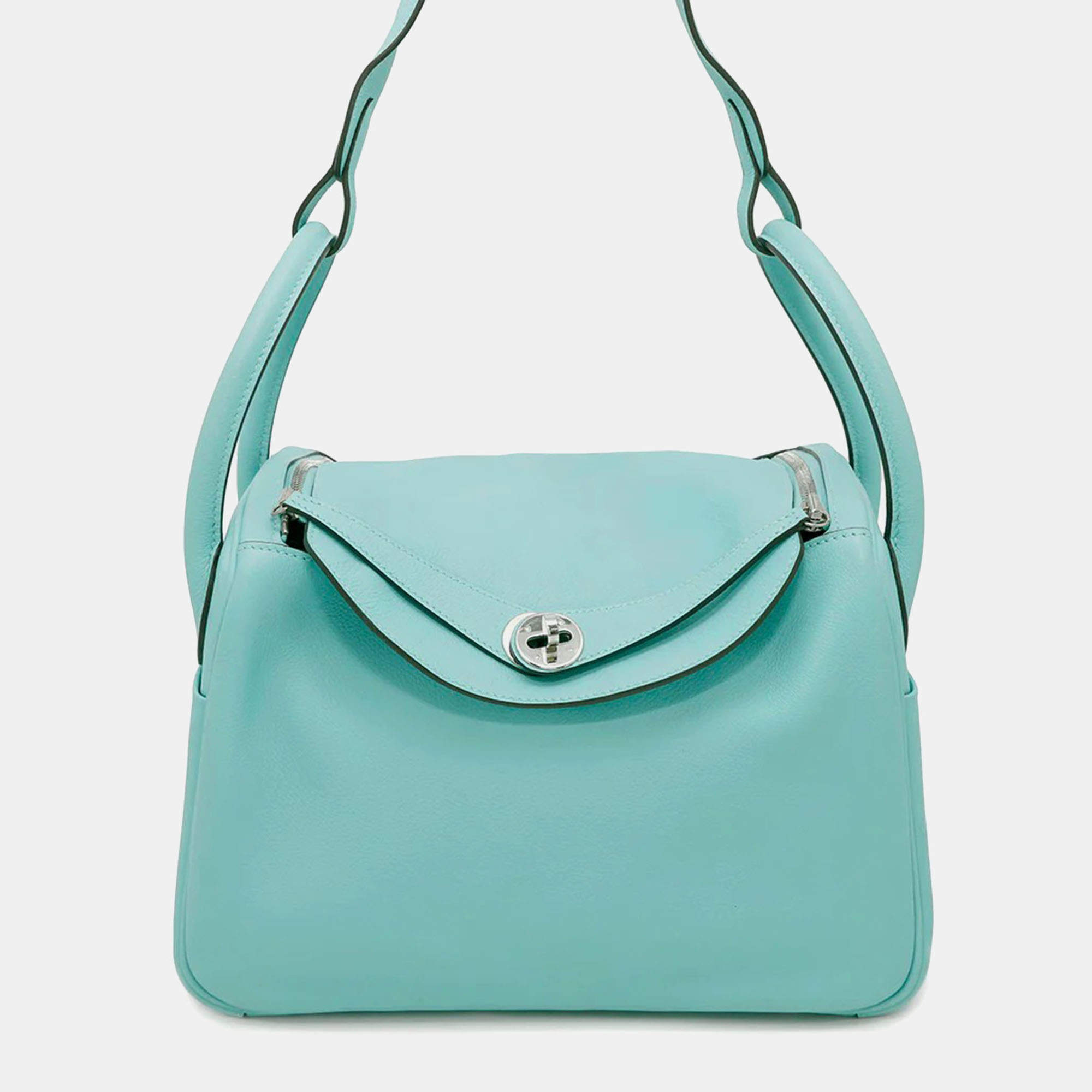 Hermes Lindy 30 Blue Atoll Evercolor Handbag