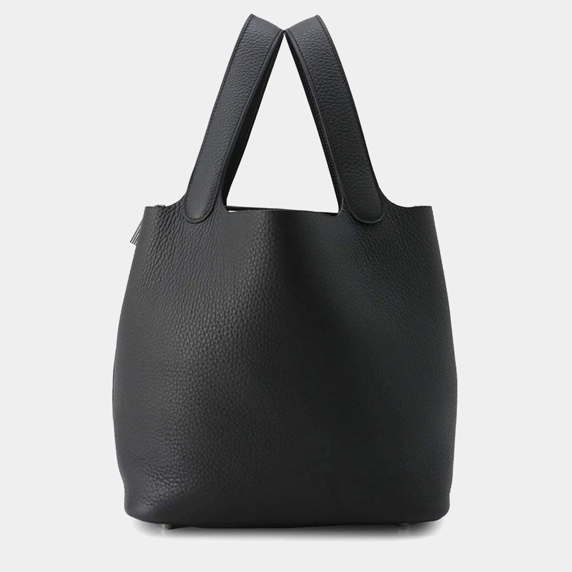 Hermes Picotin Lock Black Taurillon Clemence MM