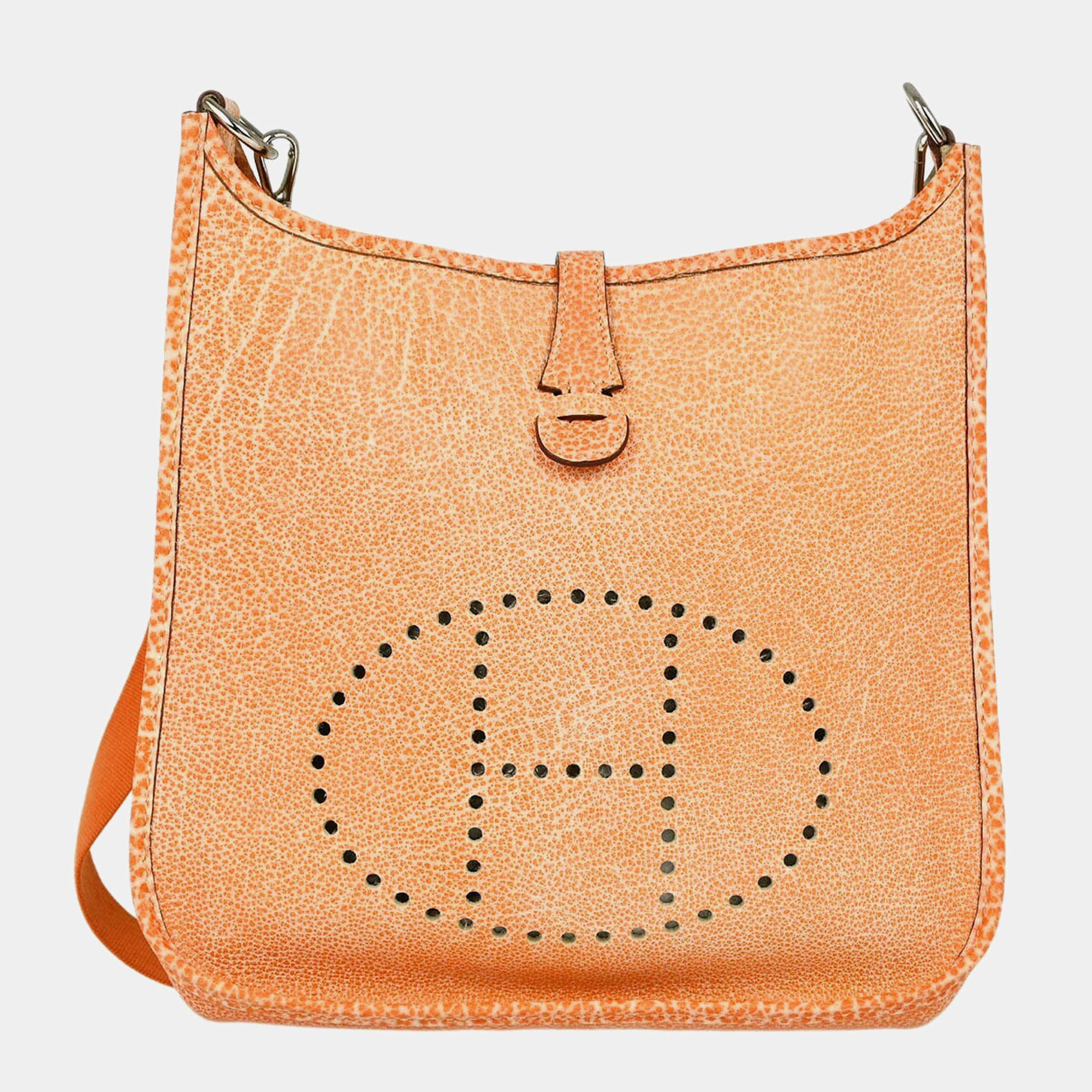 Hermes Evelyne Dalmatian 29 PM Orange Leather Bag