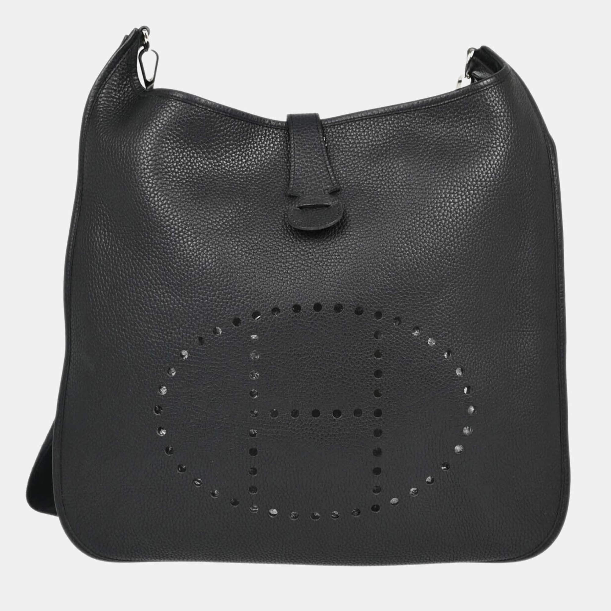 Hermes Black Clemence Brown Taurillon Evelyne II Bag