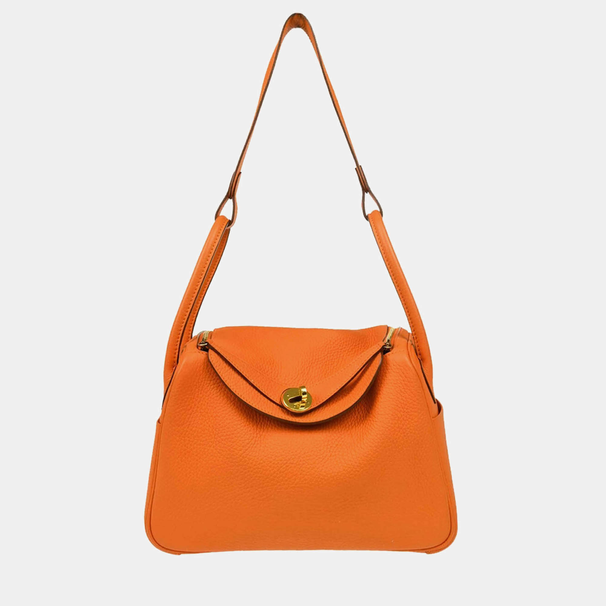 Hermes Lindy 26 Orange Taurillon Clemence Leather Shoulder Bag
