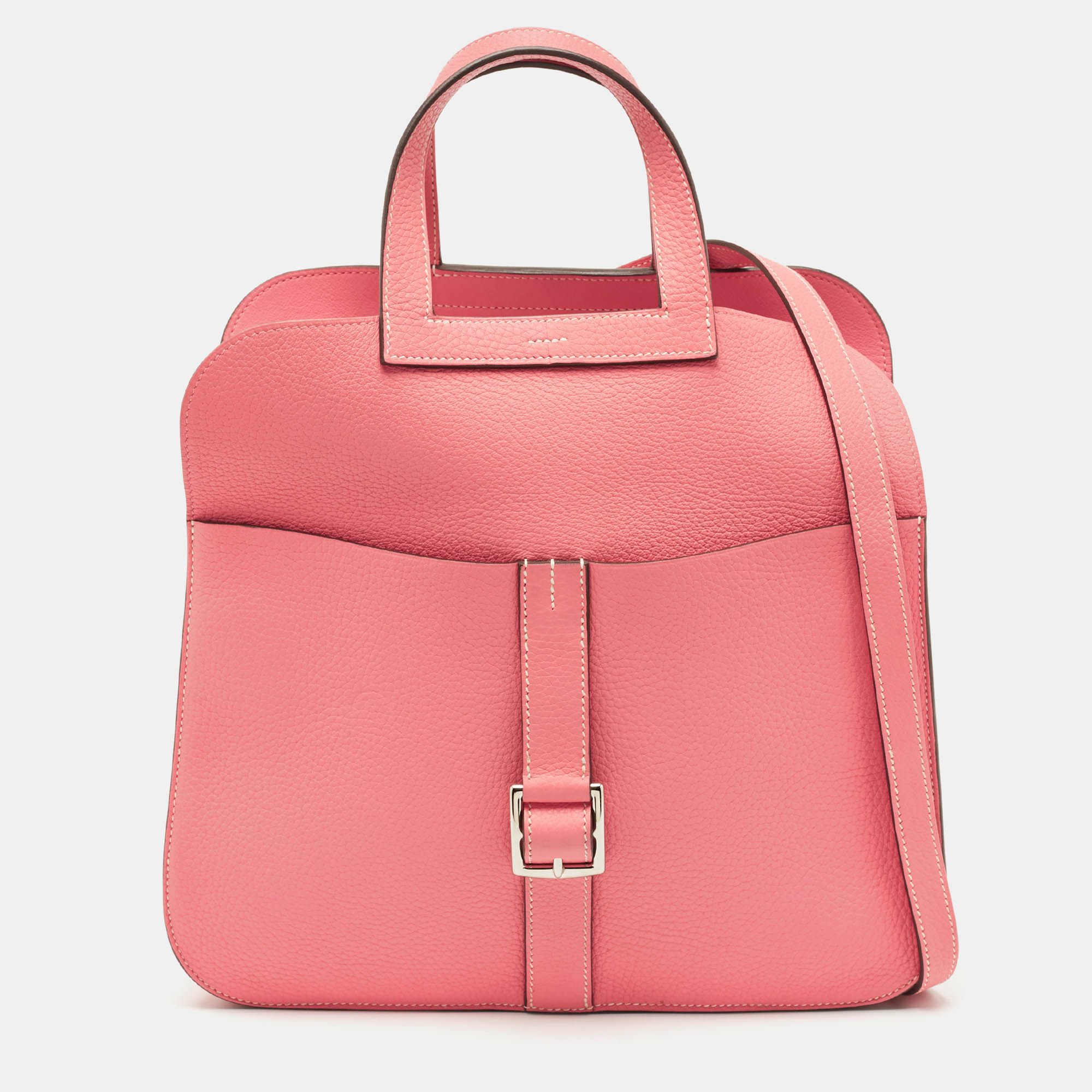 Pre Owned Hermès Rose Azalee Taurillon Clemence Leather Halzan 31 Bag