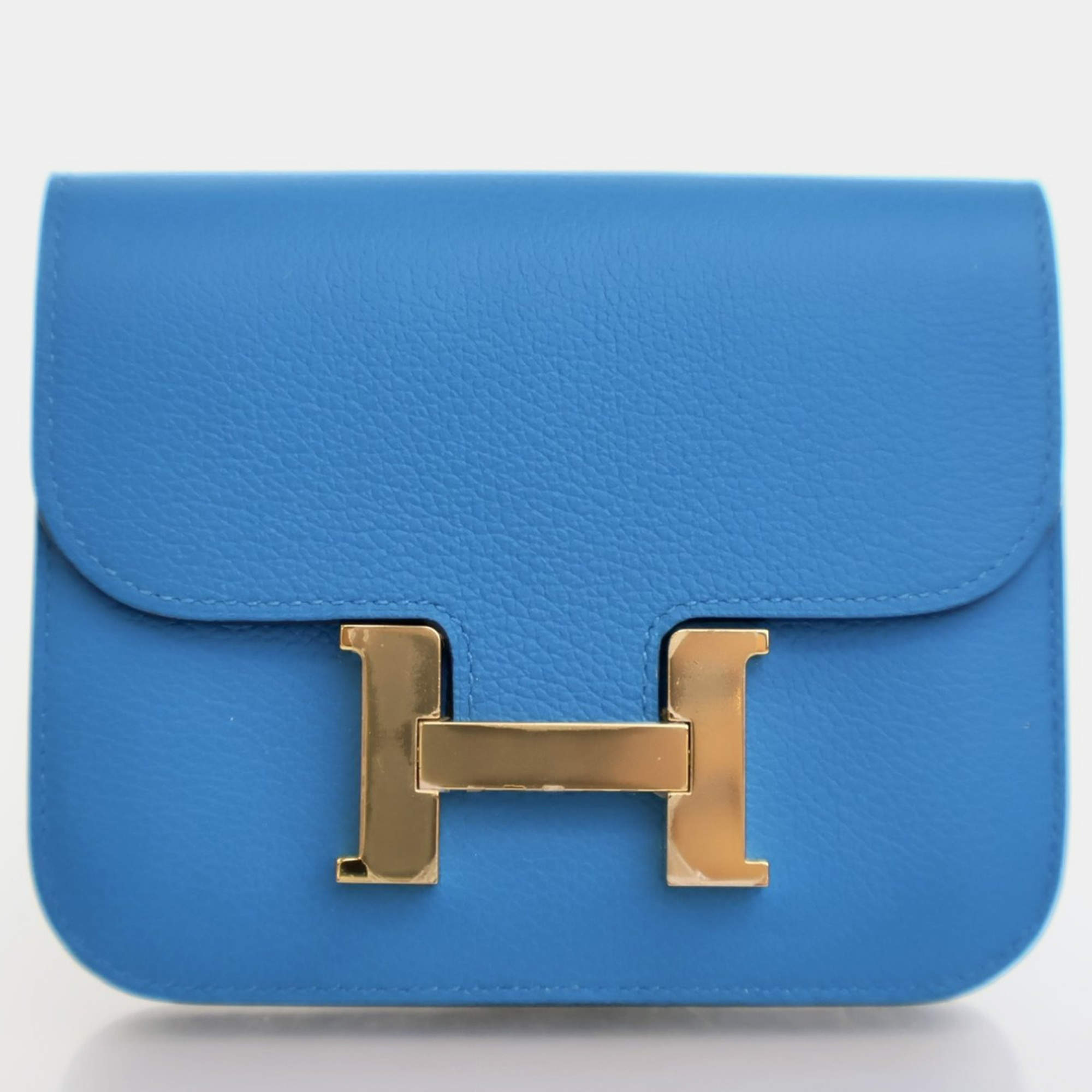 Hermes Constance Blue Frida  Evercolor Slim Wallet