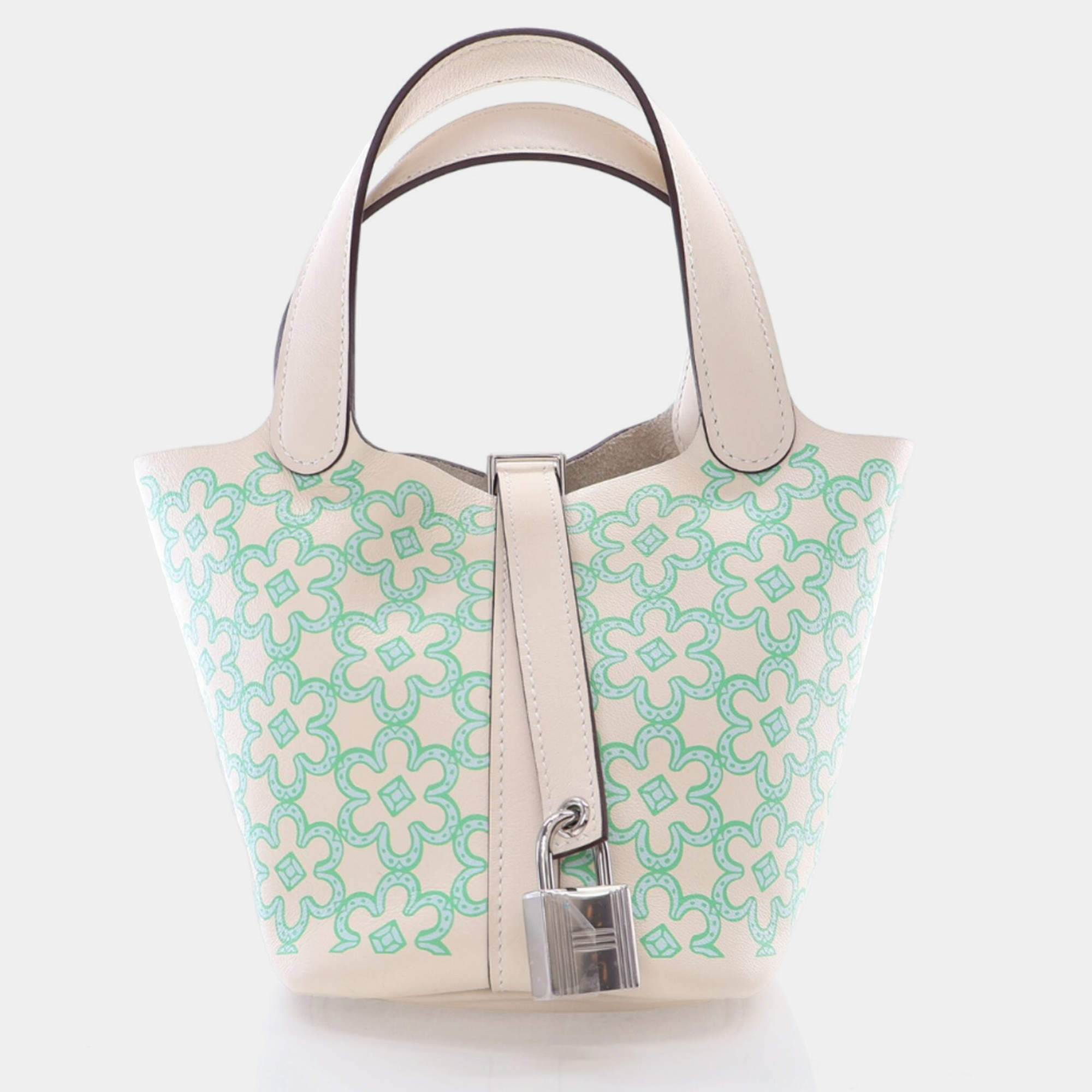 Hermes Daisy Picotin 14 Nata Vert Blanc Swift Lucky Bag
