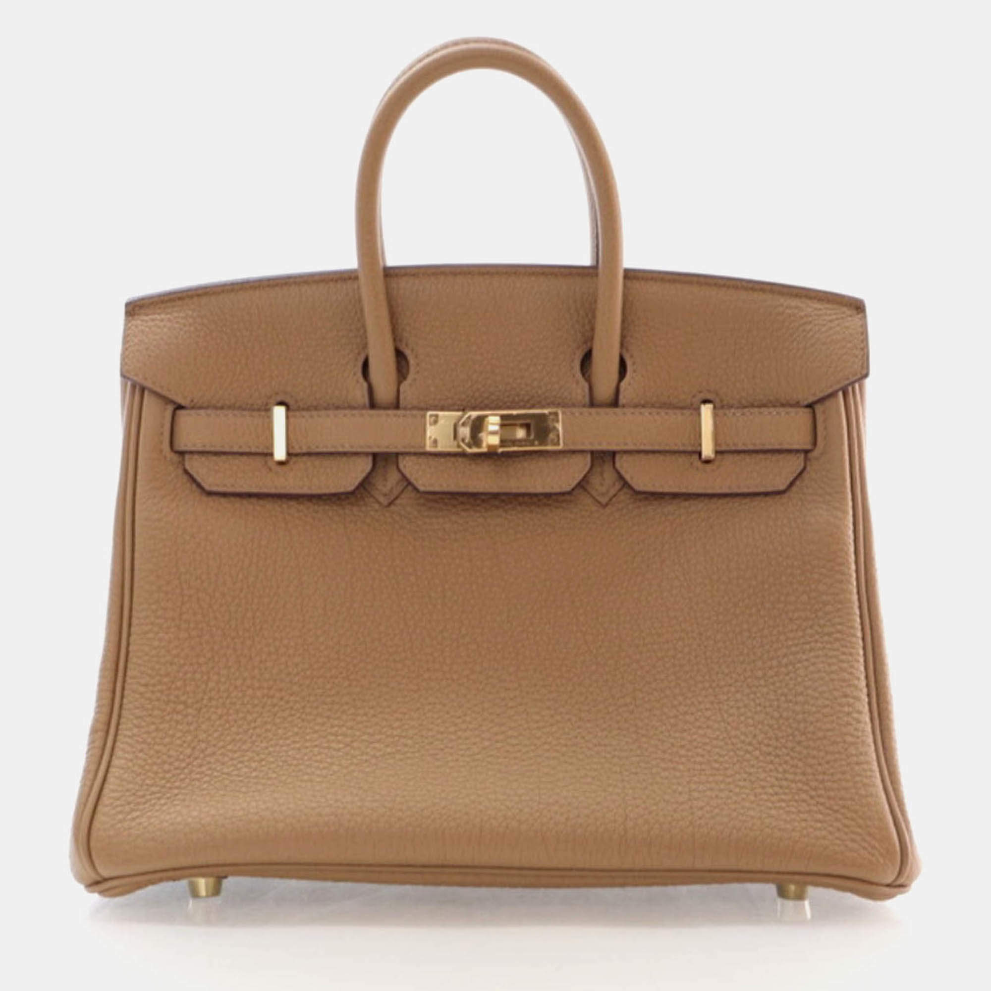 Hermes Birkin 25 Biscuit Togo Leather Bag