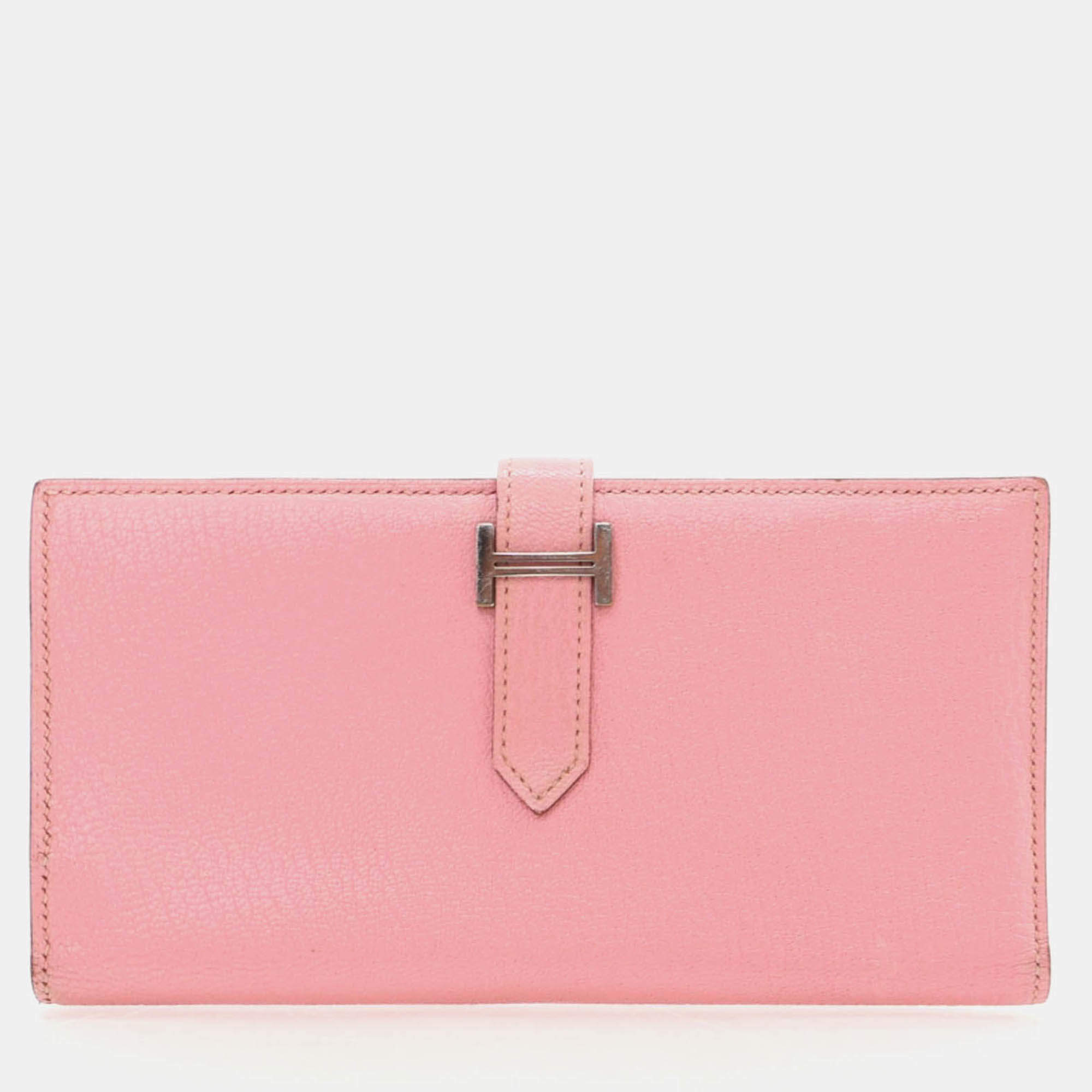 Hermes Bearn Pink Mysore Chevre Wallet