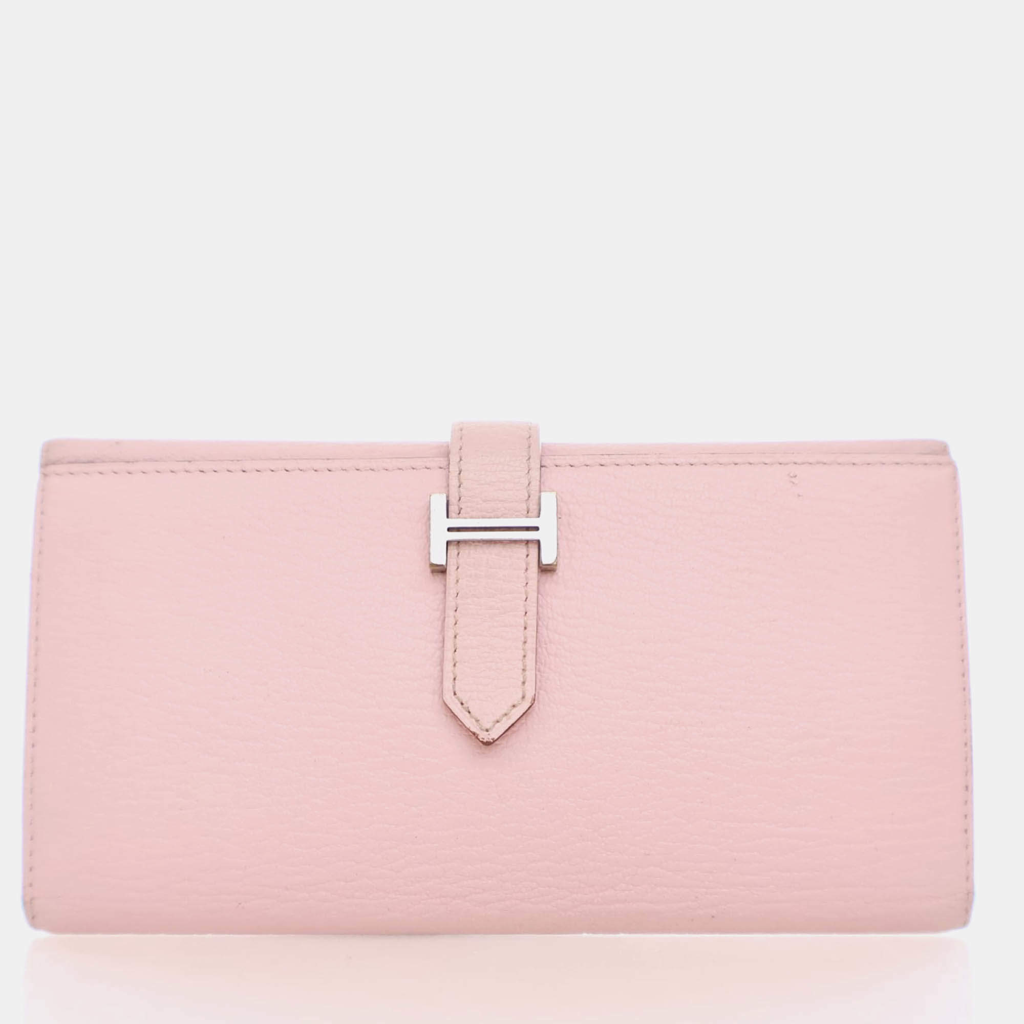 Hermes Bearn Rose Sakura Chevre Wallet