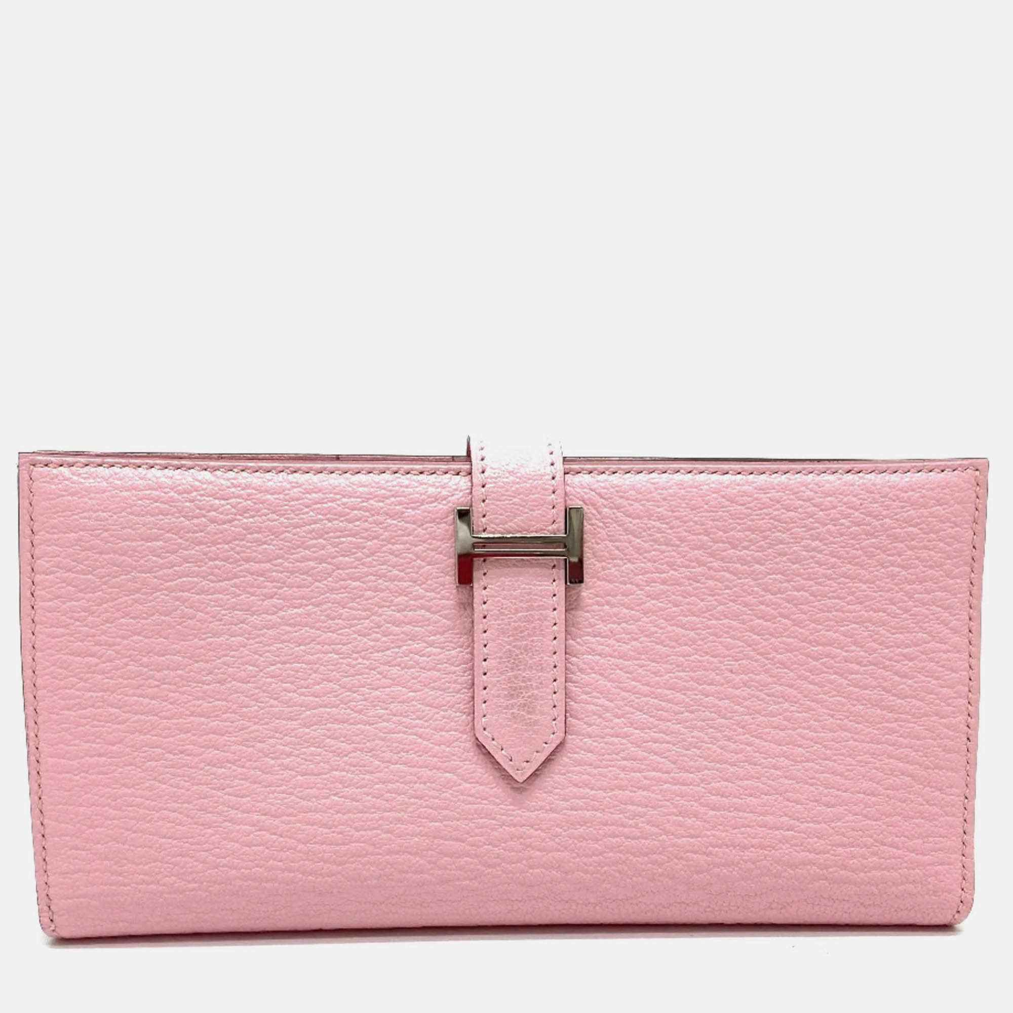 Hermes Long Pink Leather Wallet