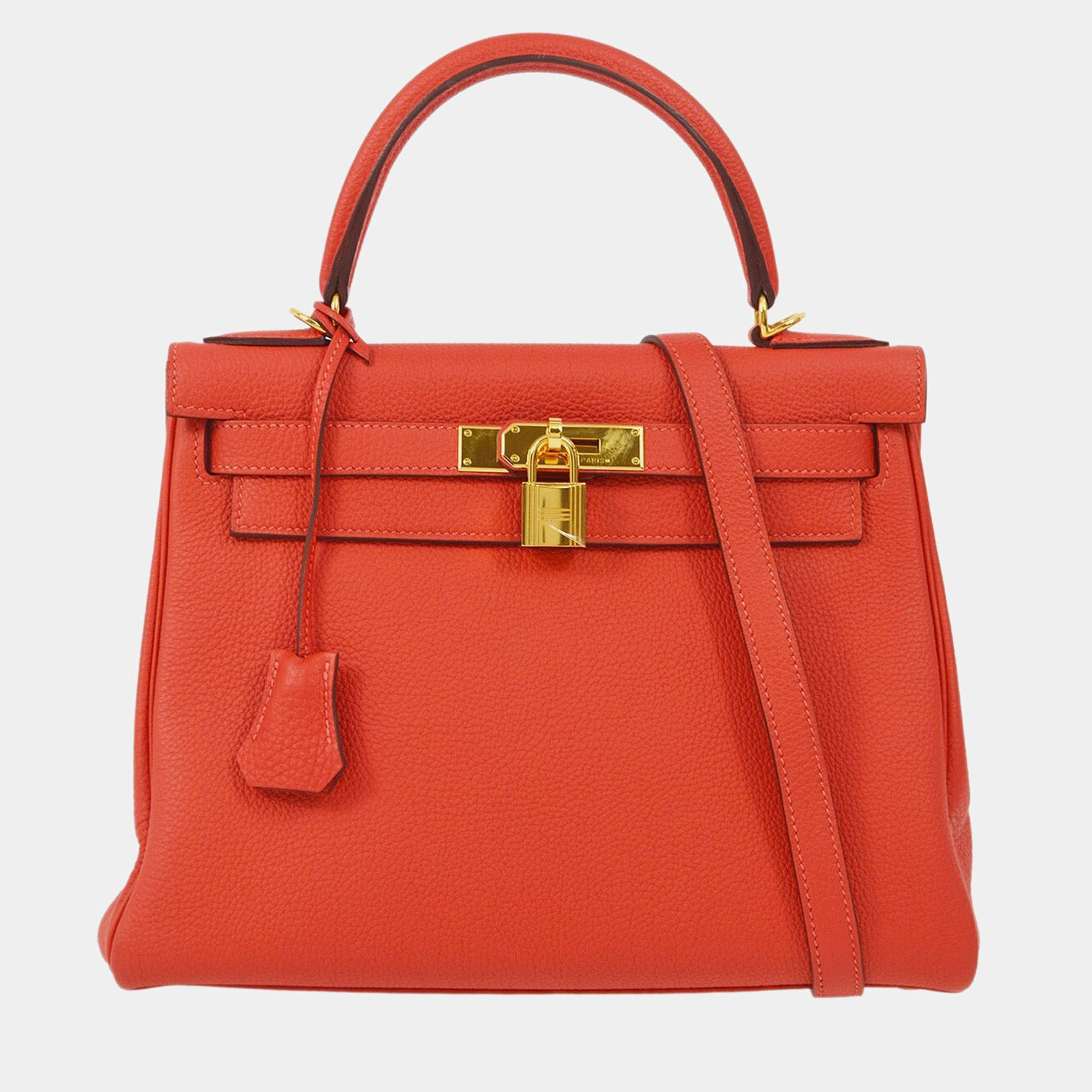 Hermes Kelly 28 Retourne Red Togo Handbag