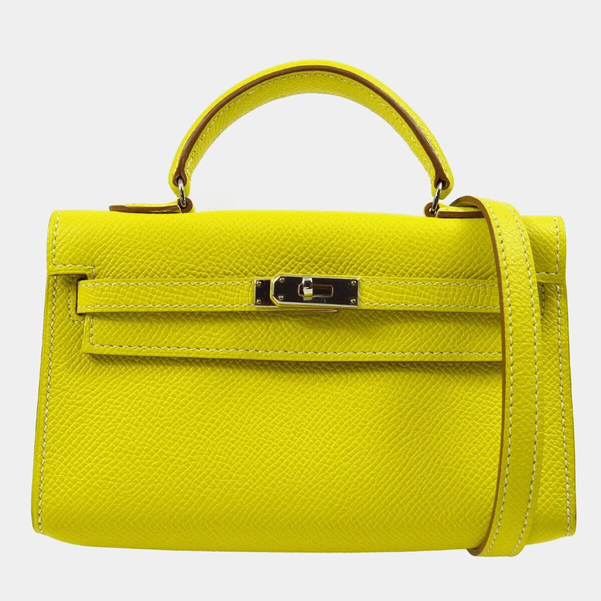 Hermes Tiny Kelly Lime Epsom Handbag 