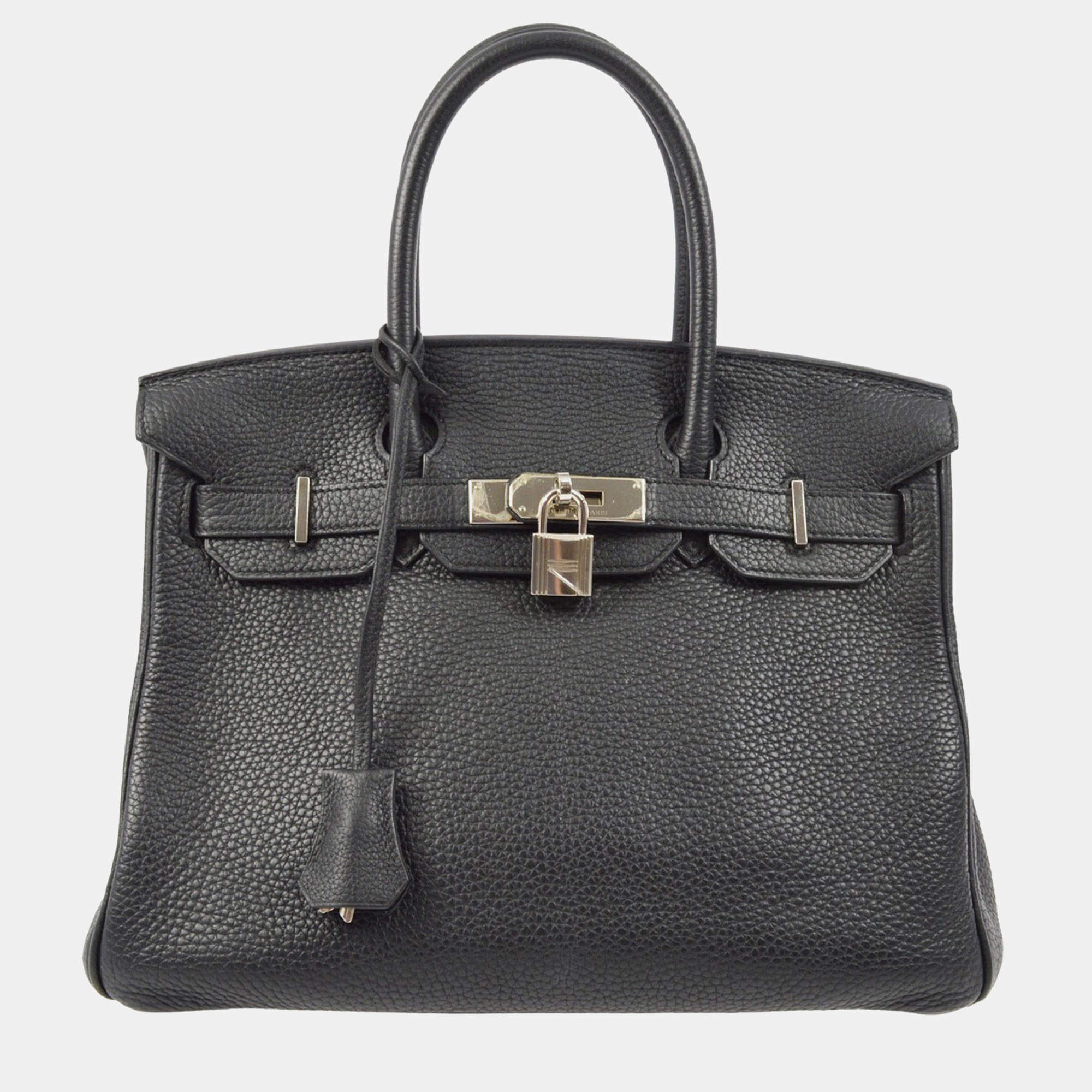 Hermes Birkin 30 Black Taurillon Clemence Handbag