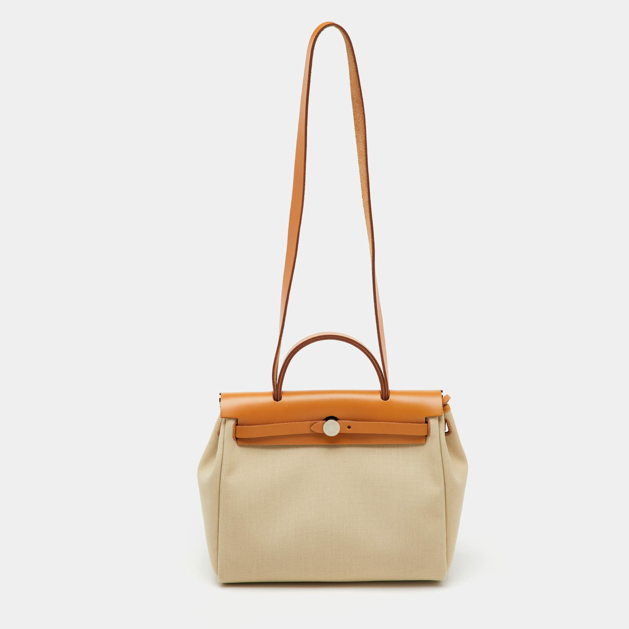 Hermes Ecru/Natural Toile Canvas and Vache Leather Herbag Zip 31 Bag