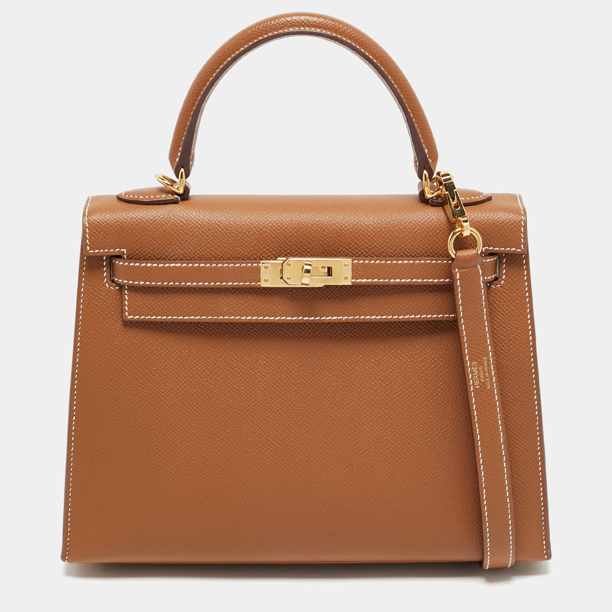 Hermes Gold Epsom Leather Gold Finish Kelly Sellier 25 Bag