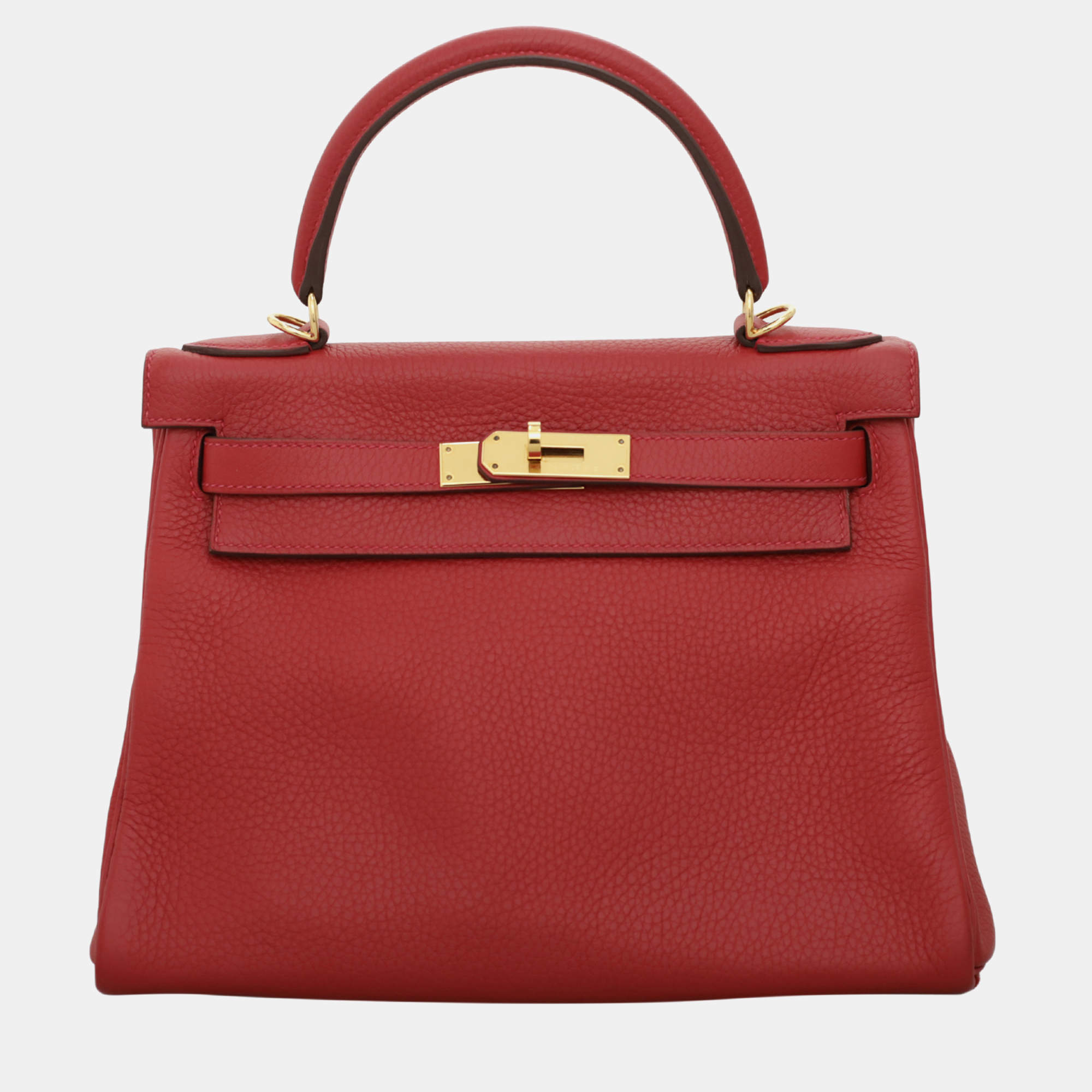 Hermes Kelly 28 Red Clemence Leather Bag
