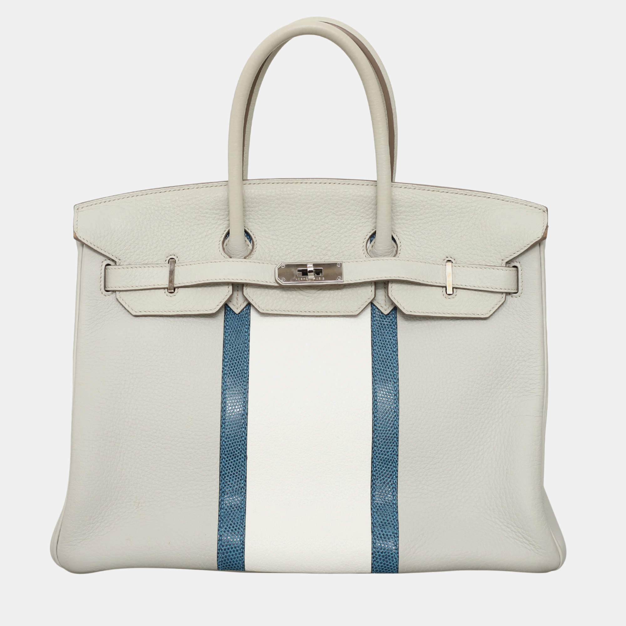 Hermes Birkin 35 Club Gris Perle Lizard Leather Bag