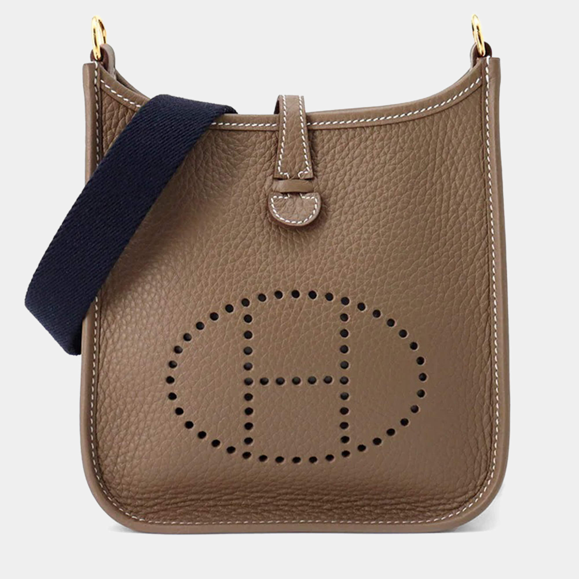 Hermes Evelyne Amazon Long Etoupe/Blue Indigo Taurillon In Clemence Size TPM