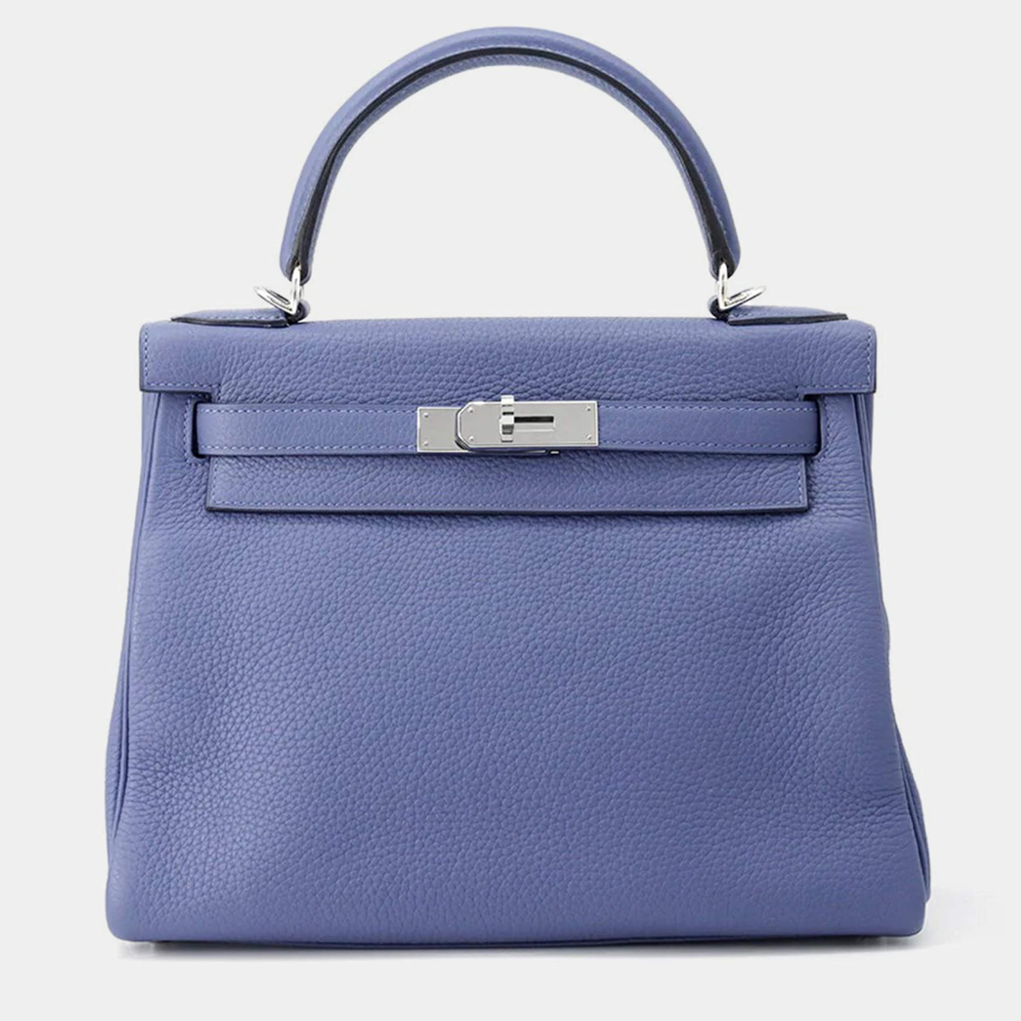 Hermes Kelly Retourne Blue Brighton Taurillon Clemence Size 28