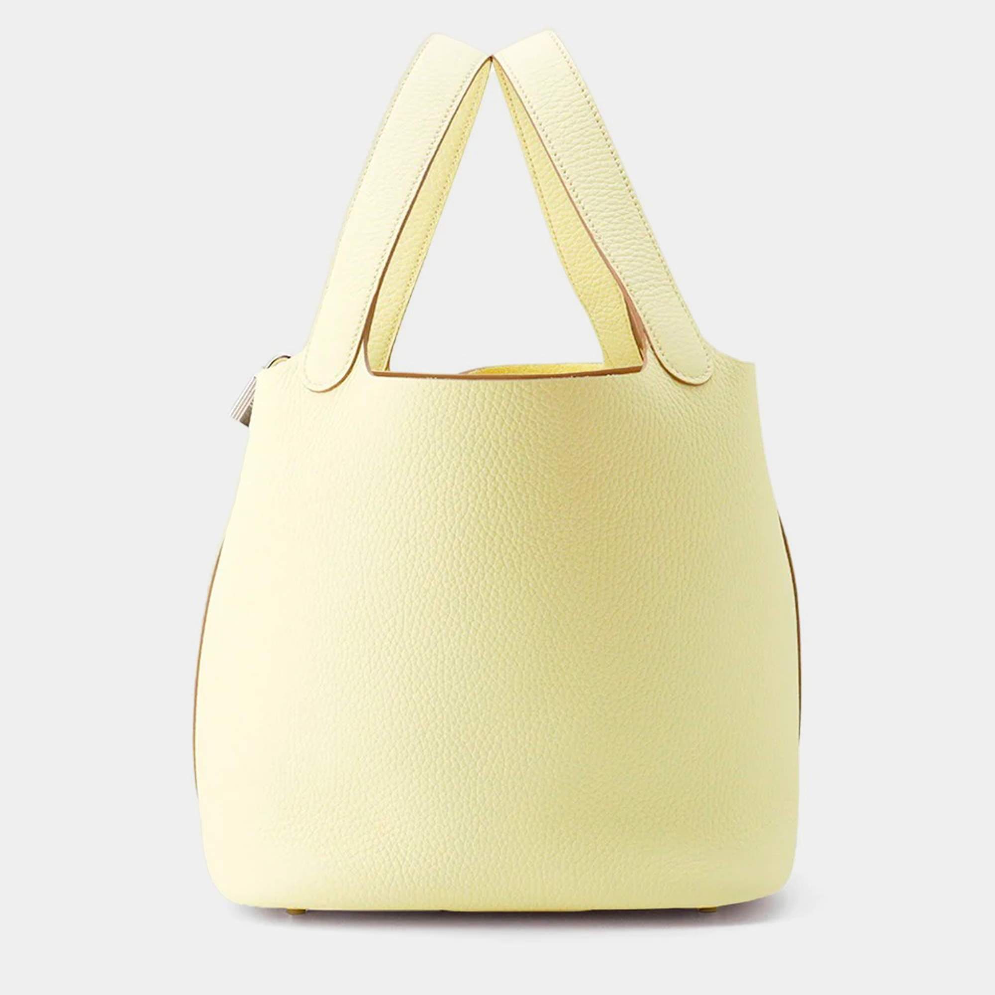 Hermes Picotin Lock 22 Jaune Milton Taurillon Clemence Leather Tote Bag