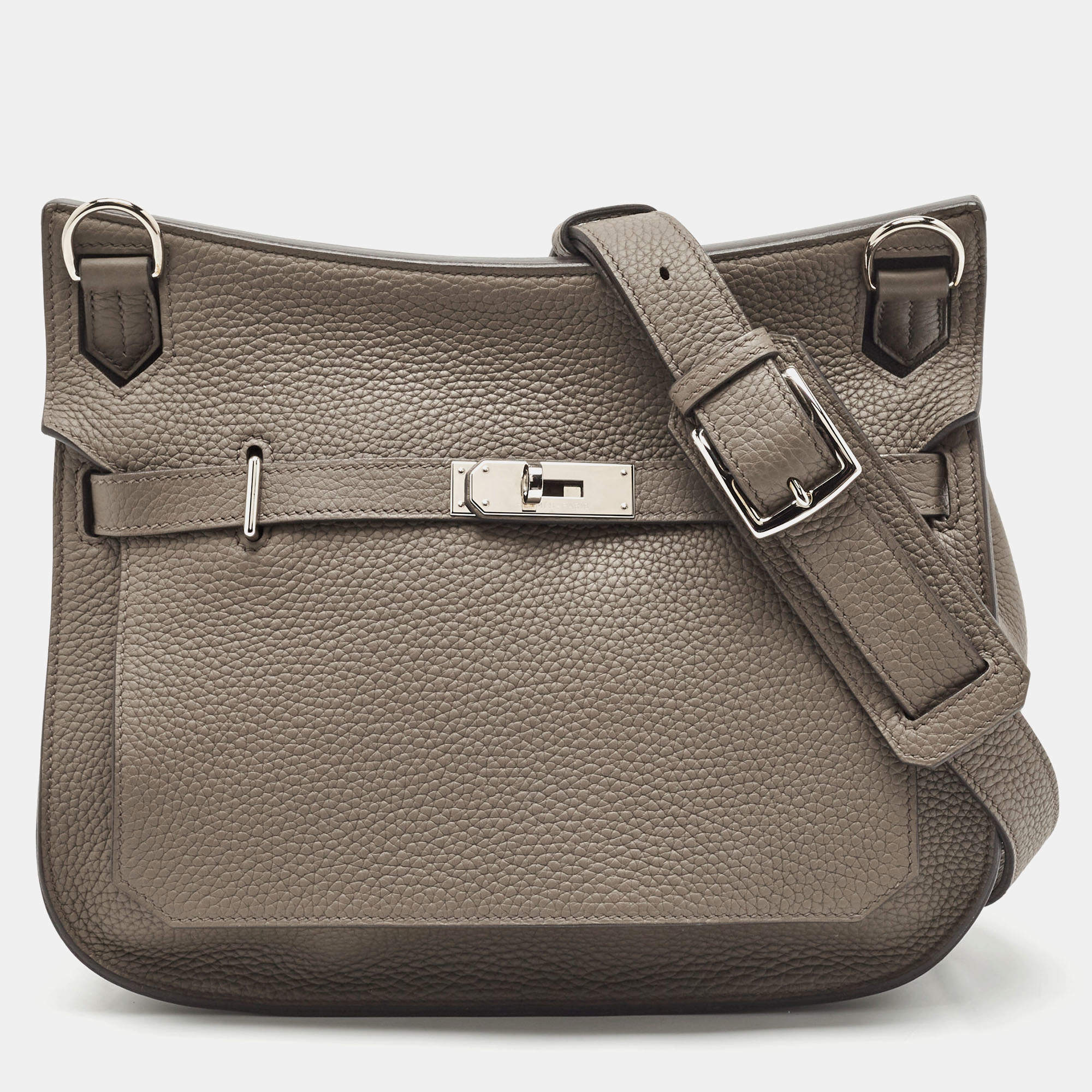 Hermes Etain Taurillon Clemence Leather Palladium Finish Jypsiere 28 Bag