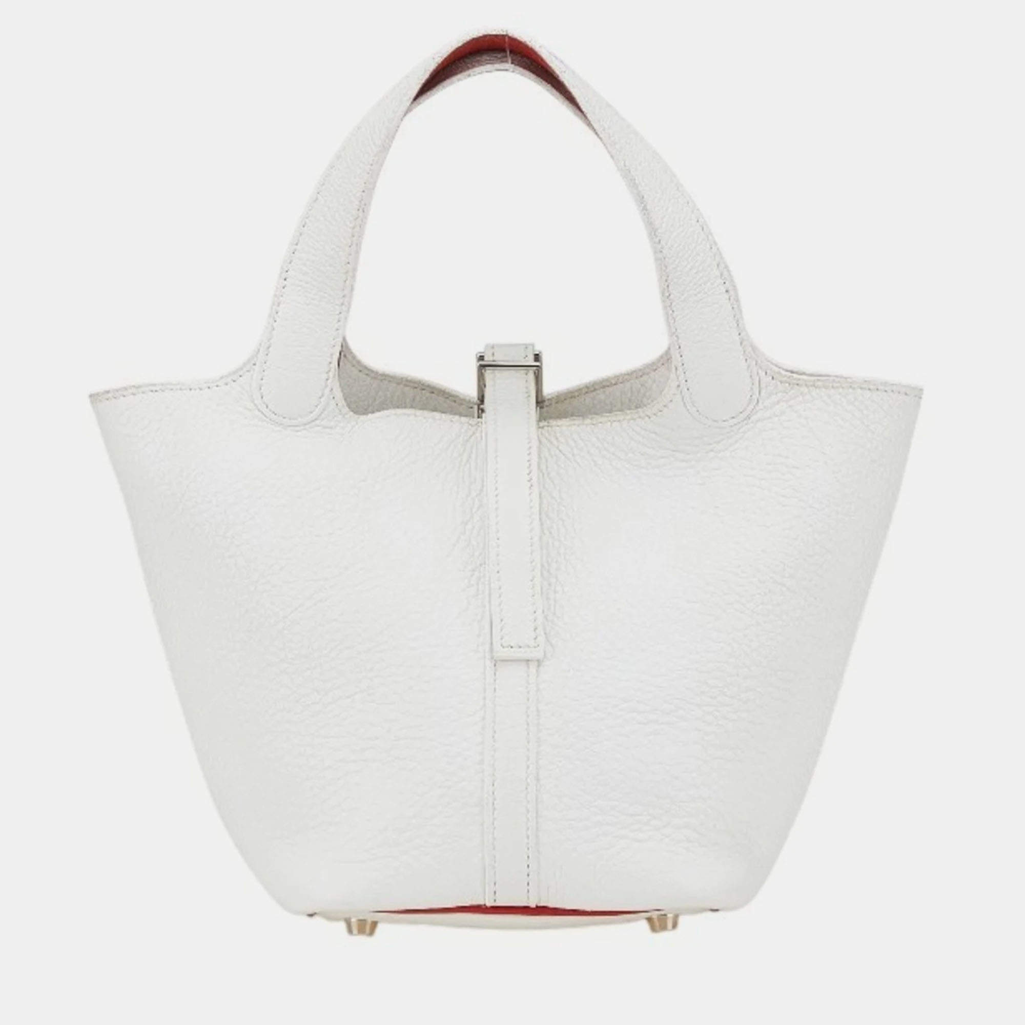 Hermes Picotin PM White Red Togo Bag 