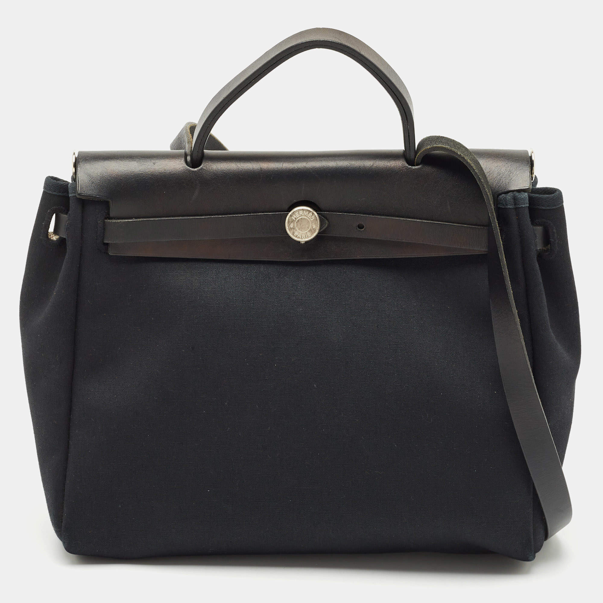 Pre Owned Hermes Black Canvas and Leather Herbag 31 Bag