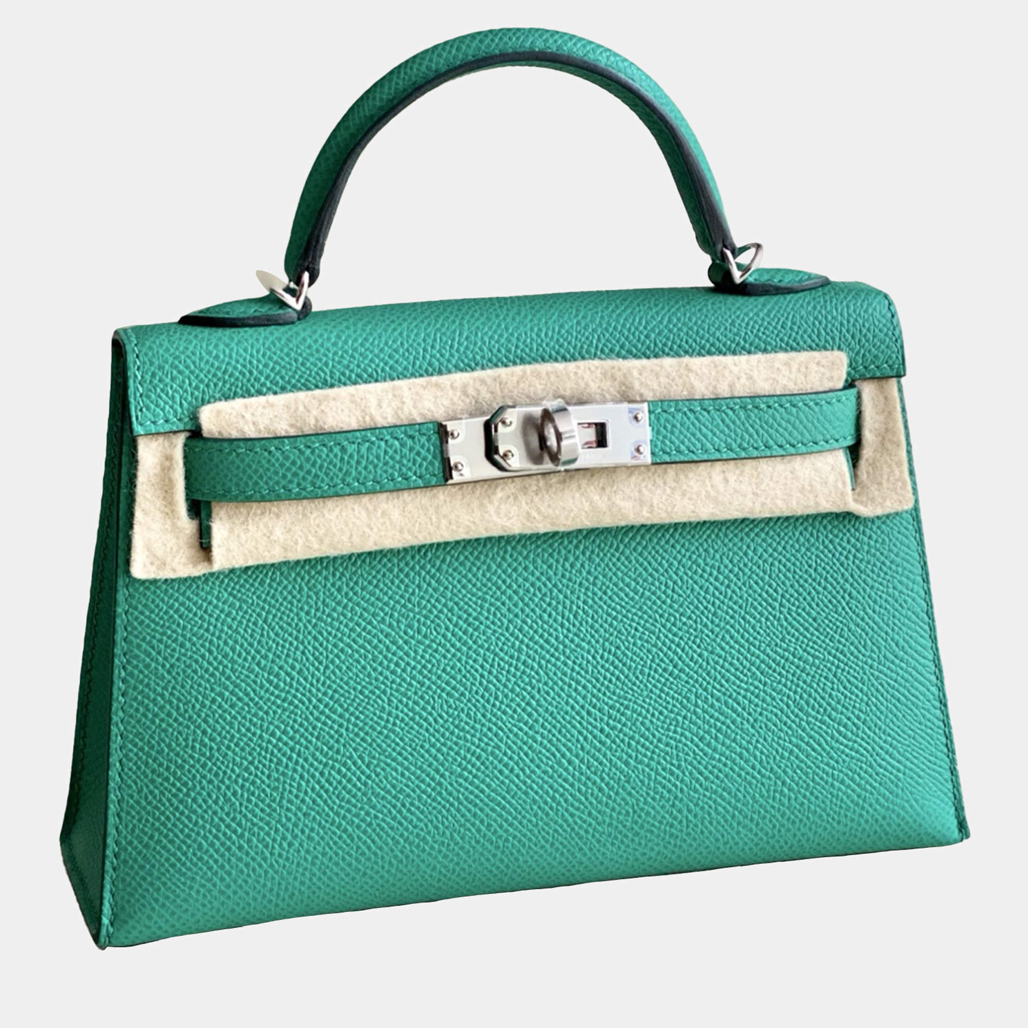 Hermes Mini Kelly II Imperial Green Canvas Strap Epsom SiLouis Vuittoner Hardware