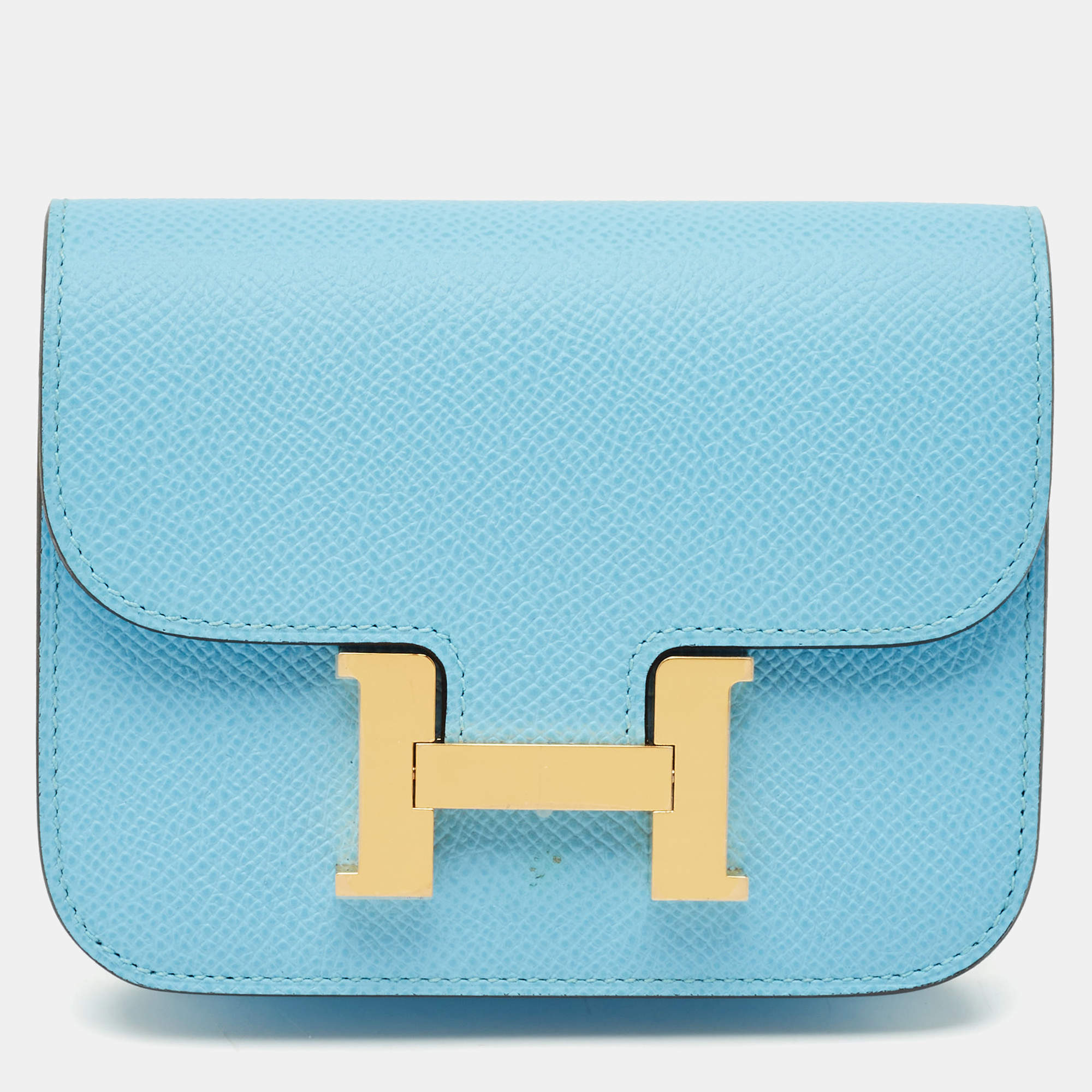 Pre Owned Hermès Celeste Epsom Leather Constance Slim Wallet