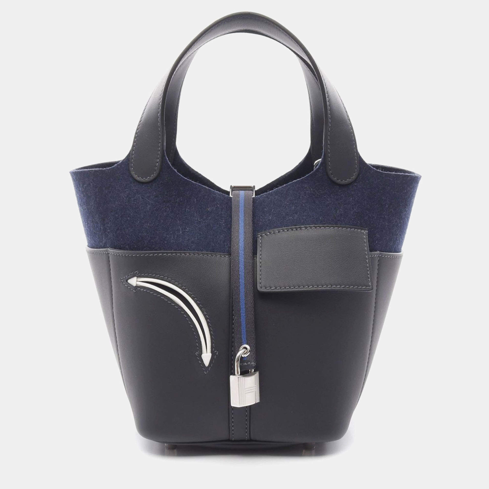 Hermes Picotin Lock PM Go Team  Caban Blue W Swift Feutre Nuit Handbag 