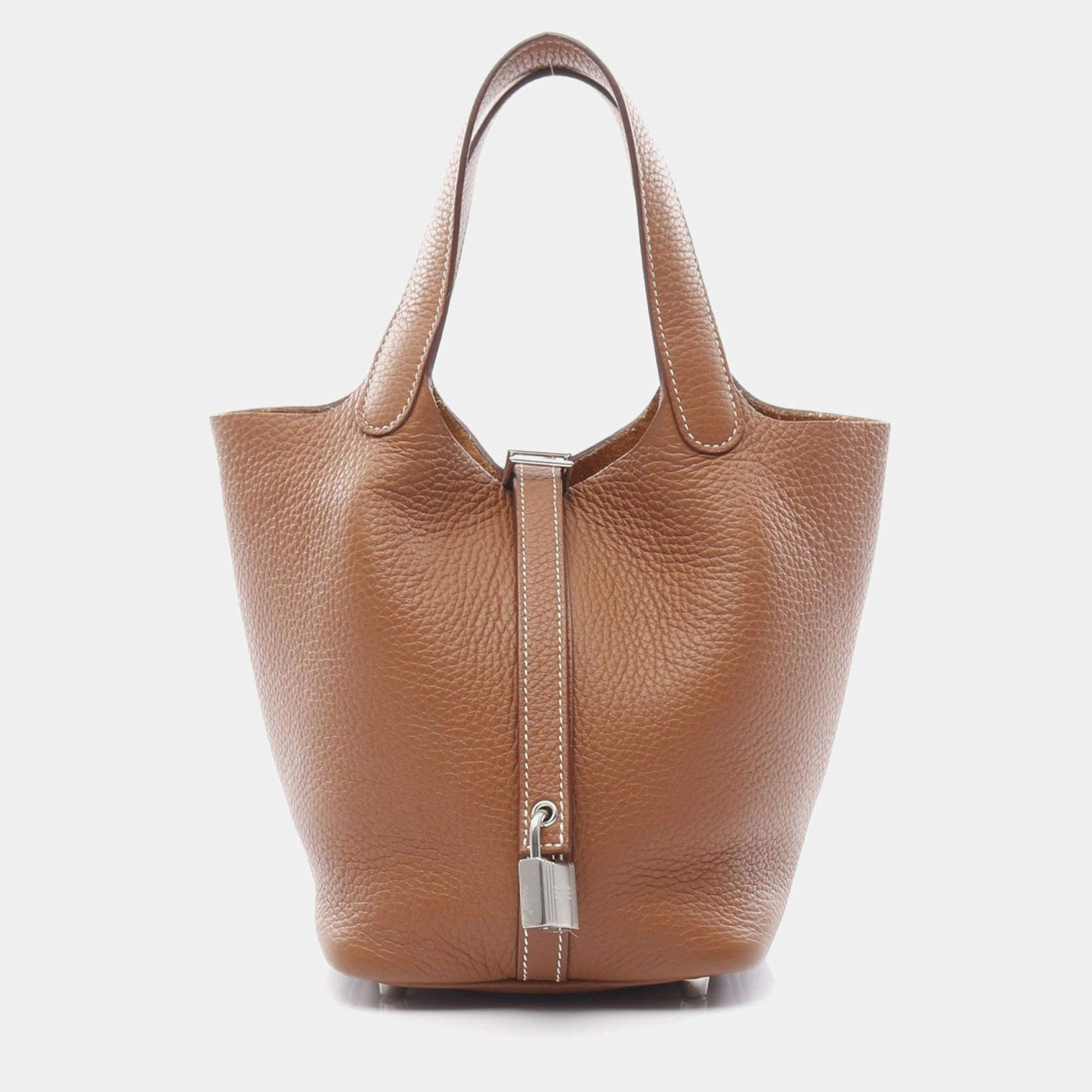 Hermes Picotin Gold B Taurillon Clemence Leather Bag