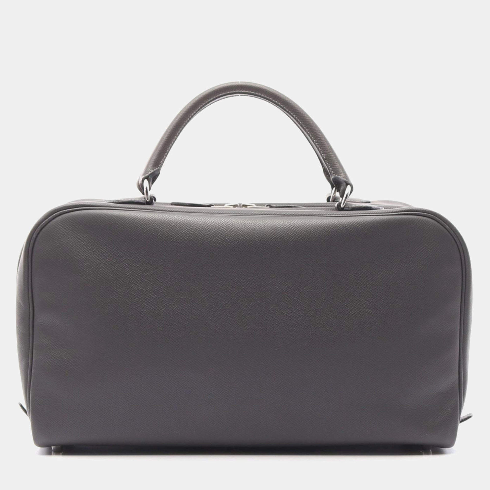 Pre Owned Hermes Sac En Vie Graphite Epsom Leather Shoulder Bag