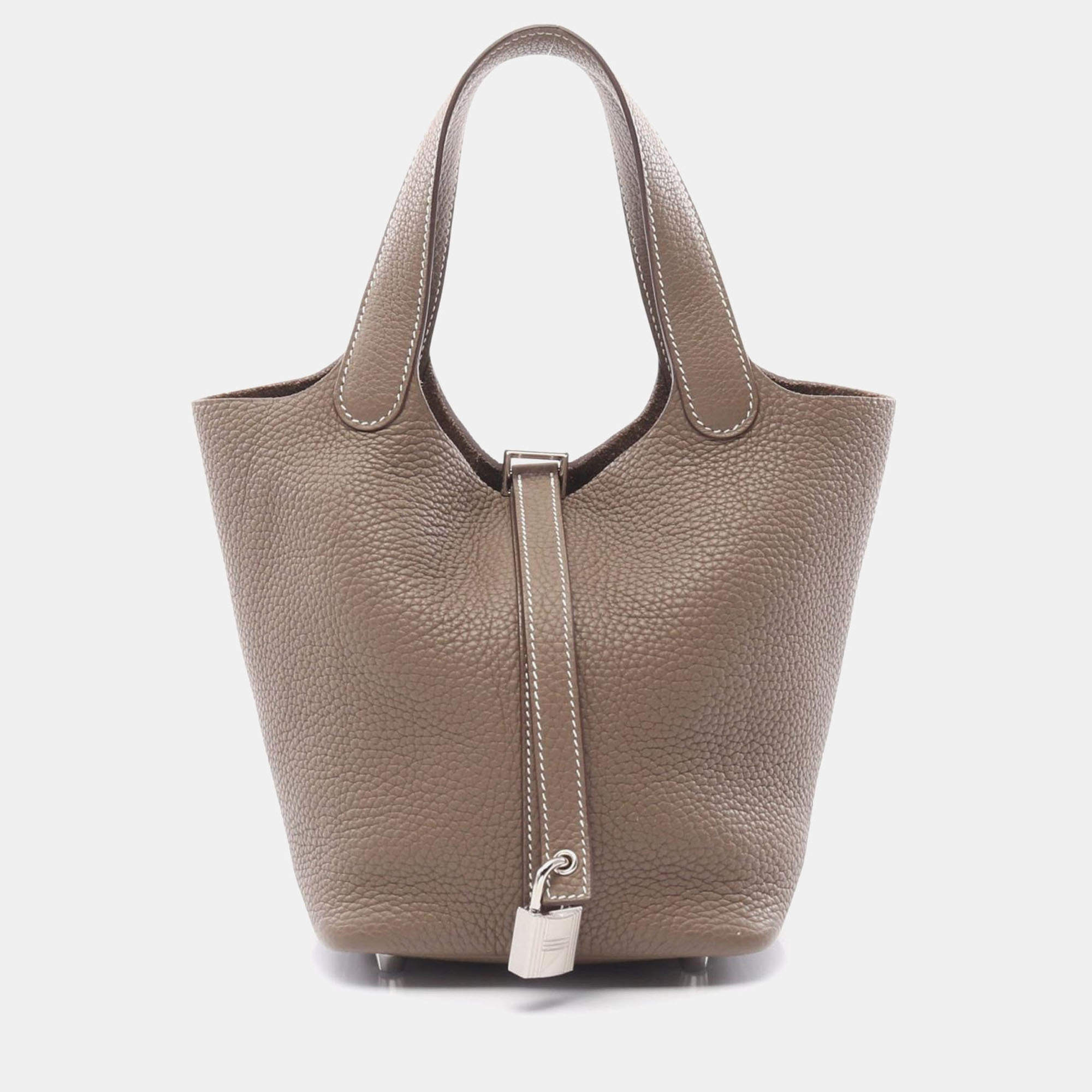 Hermes Picotin Lock Etoupe Y  Taurillon Clemence Bag
