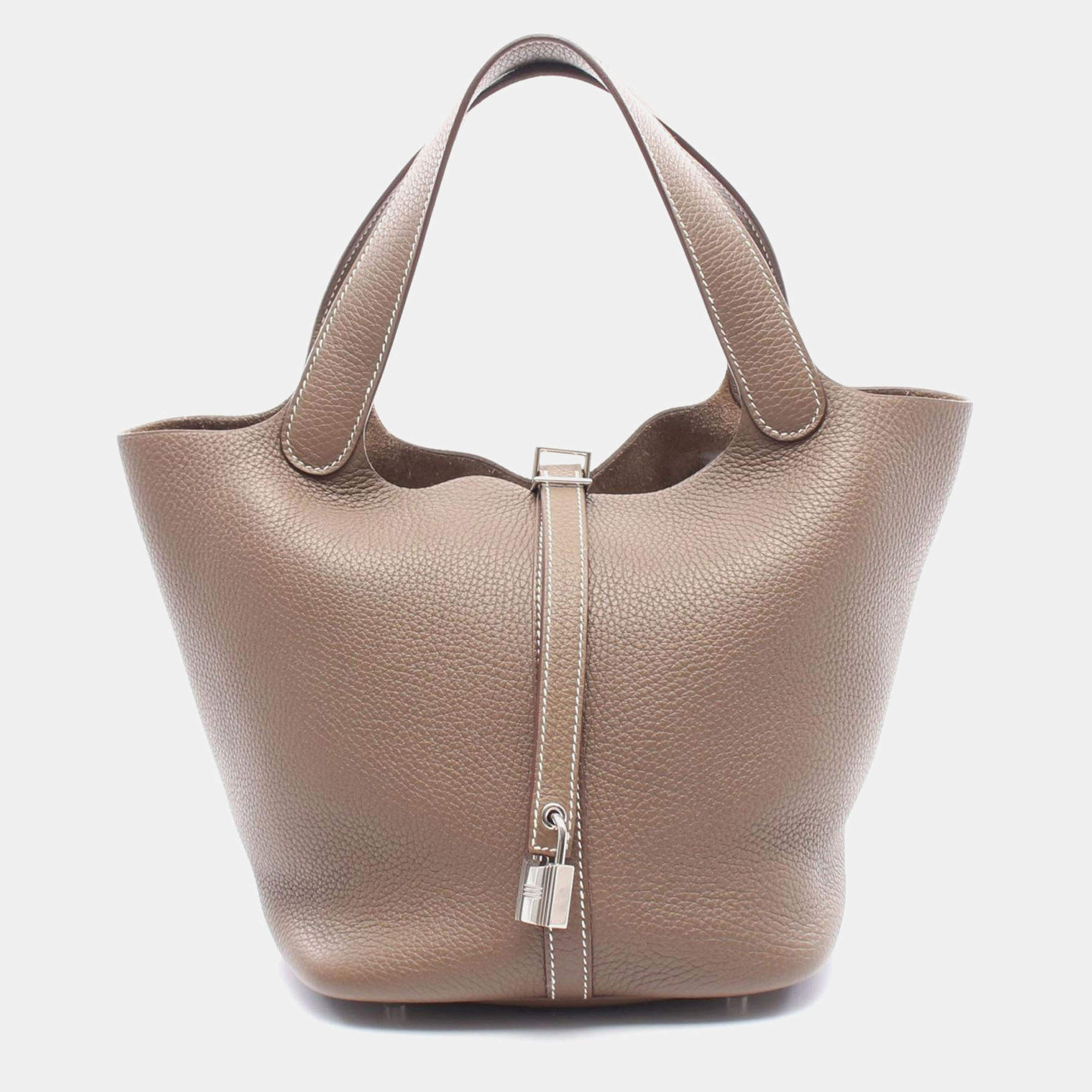 Hermes Picotin Etoupe Z Taurillon Clemence Leather Bag