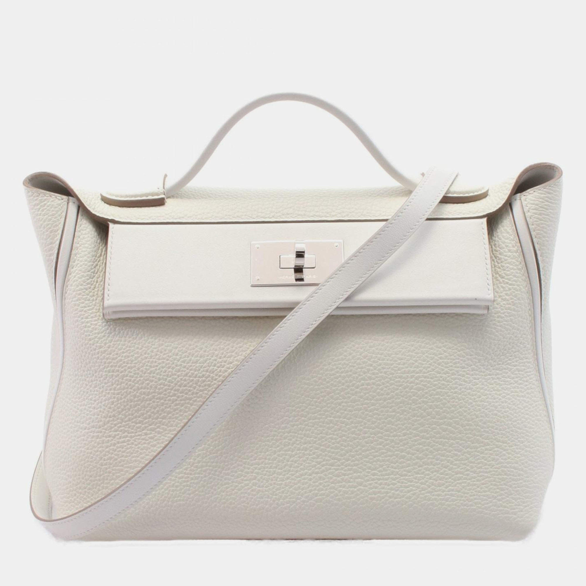 Hermes 24/24 Van Quatre 29 White Togo Swift Leather 2Way Handbag  