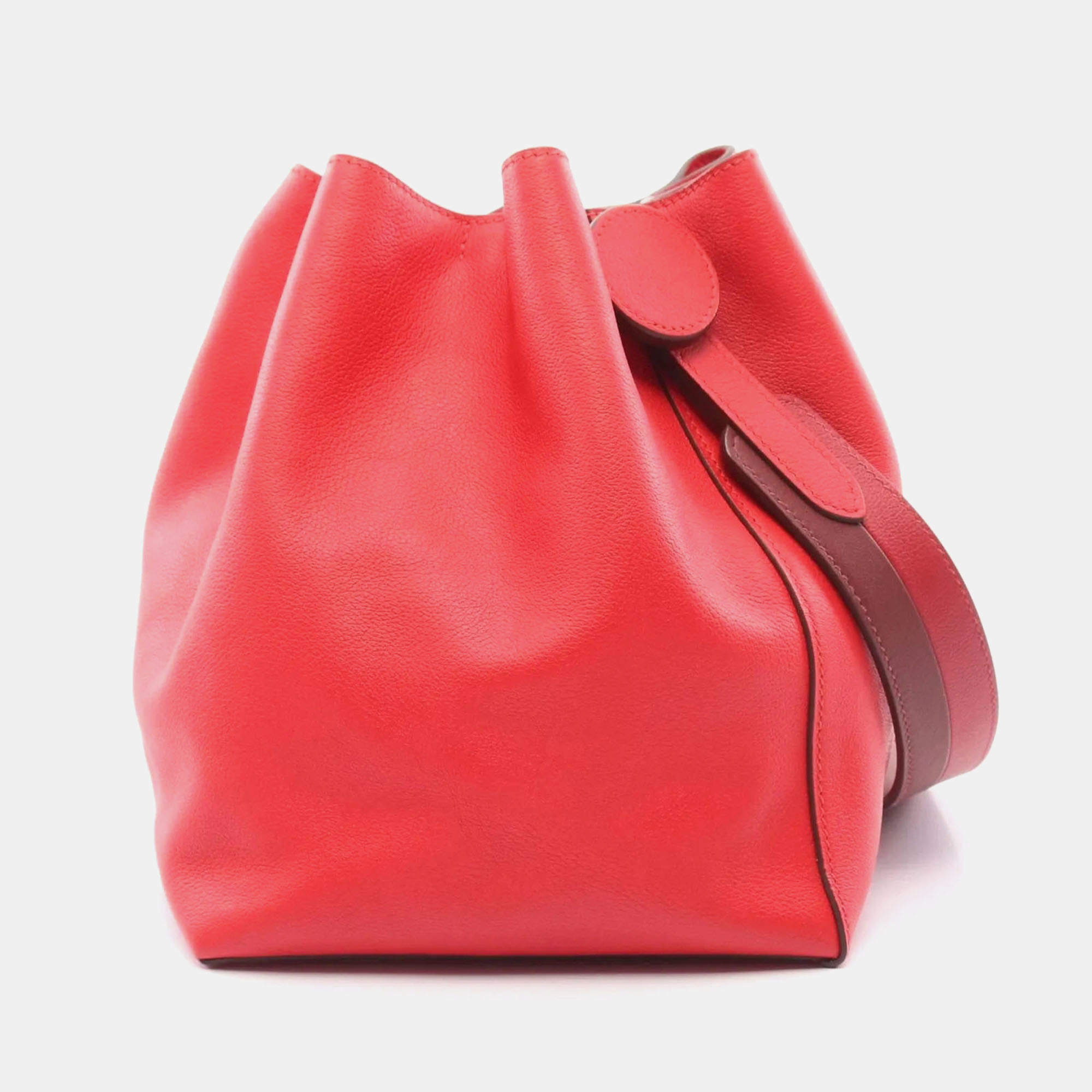 Pre Owned Hermes Licol 17 Rouge Tomate Evercolor Leather Shoulder Bag