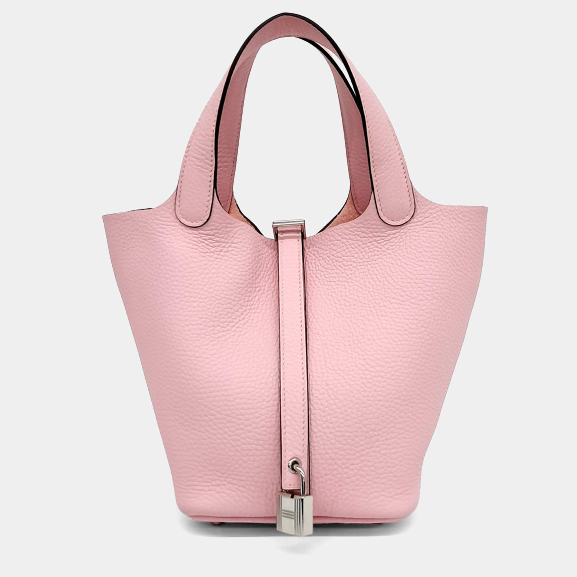 Pre Owned Hermes Pink Leather Rock Picotin 18 Bag