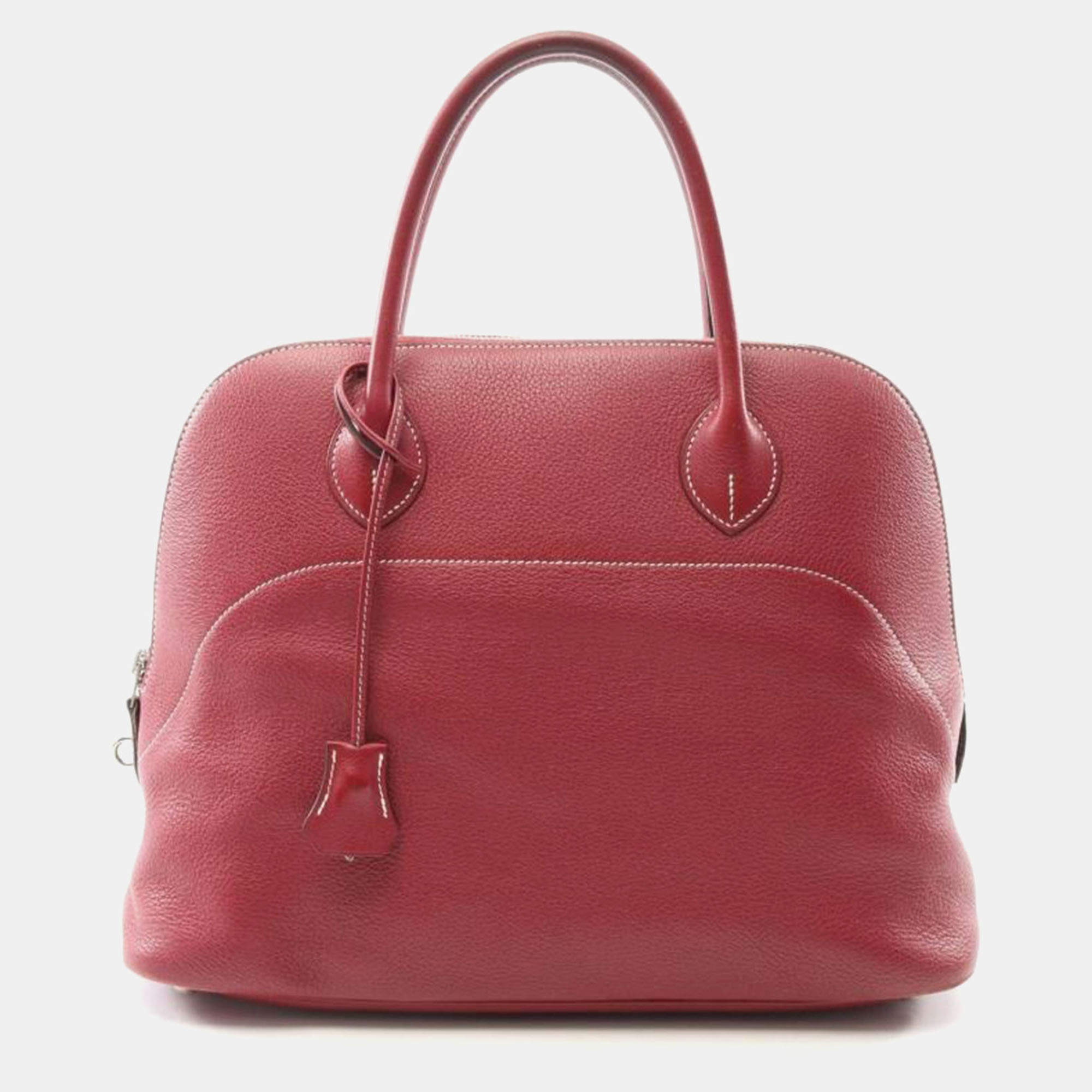 Pre Owned Hermes Bolide Relax 35 Rouge H Leather Handbag