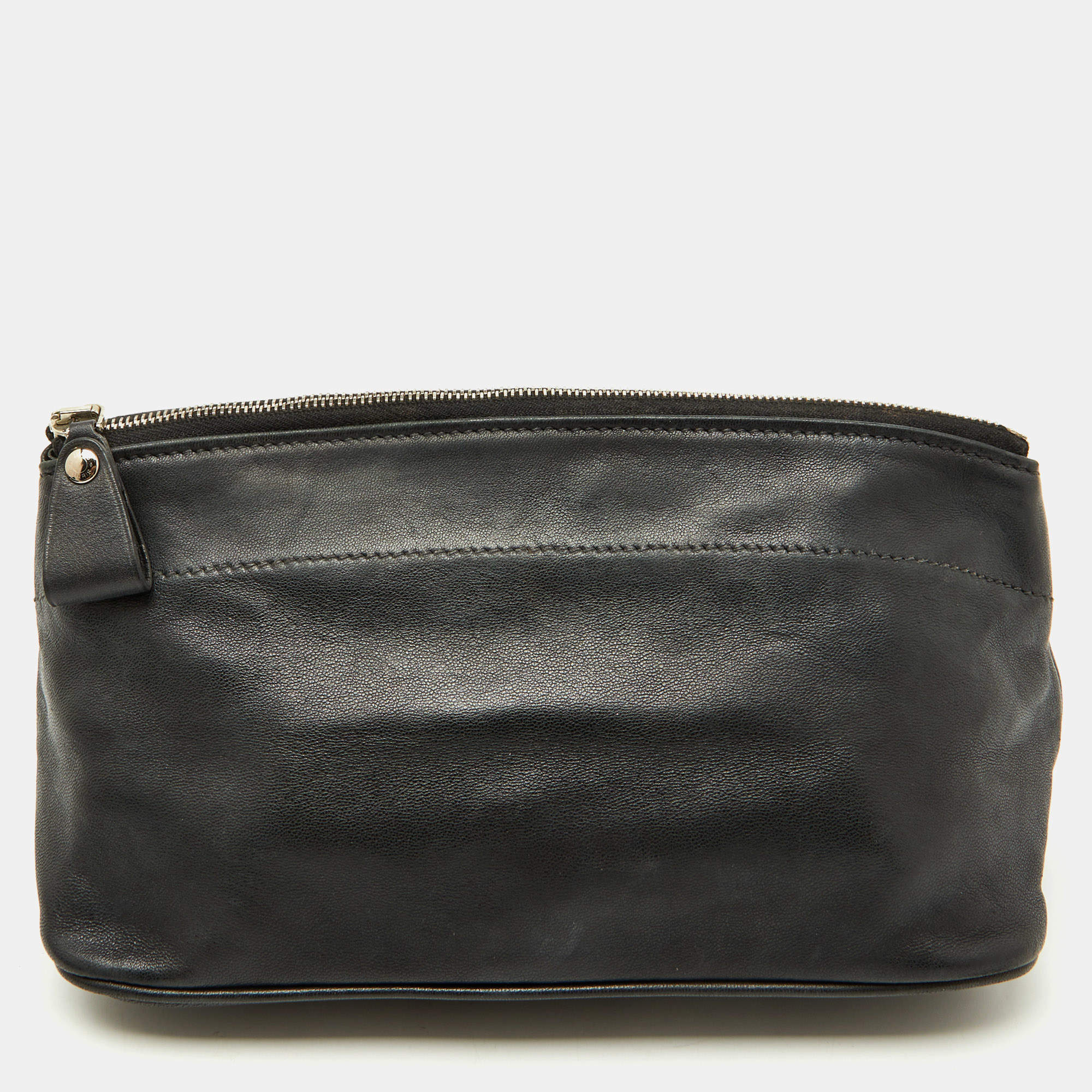 Pre Owned Hermes Black Swift Leather Tohubohu Pouch MM Bag