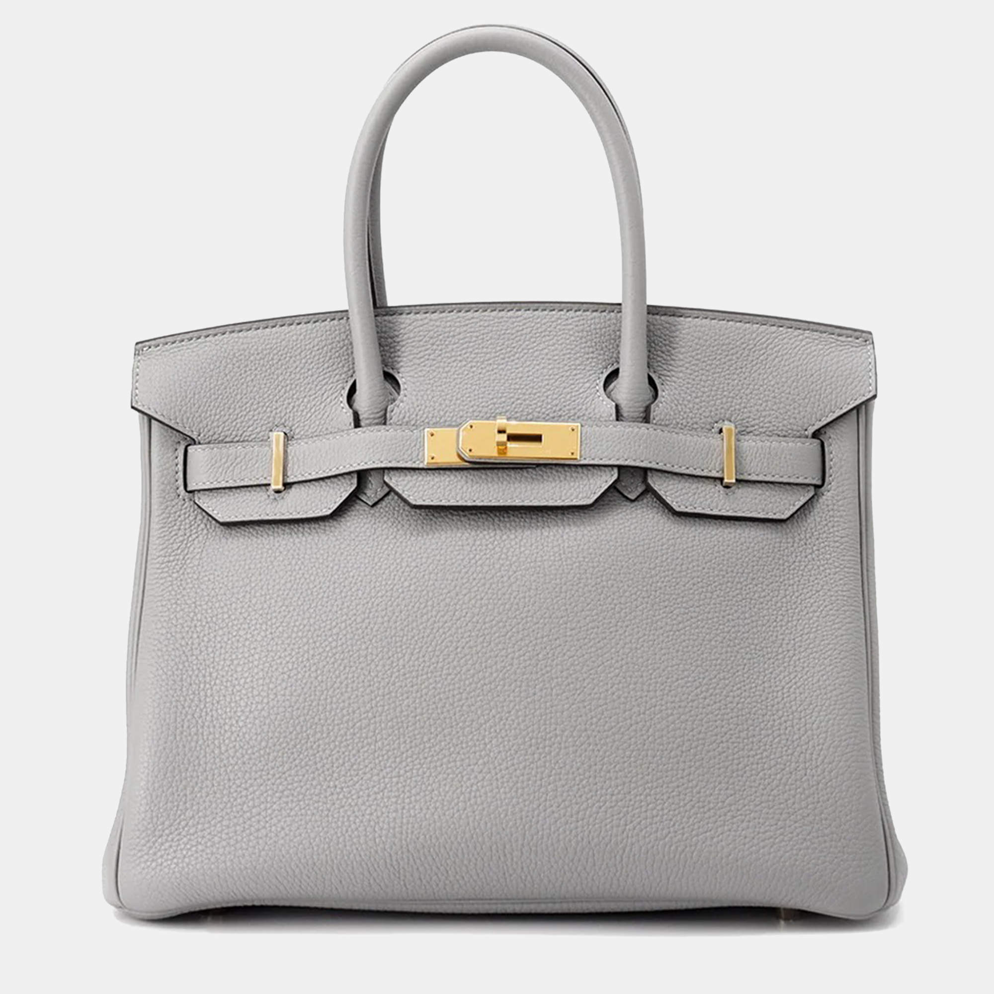 Pre Owned Hermes Birkin 30 Gris Mouette Togo Leather Handbag