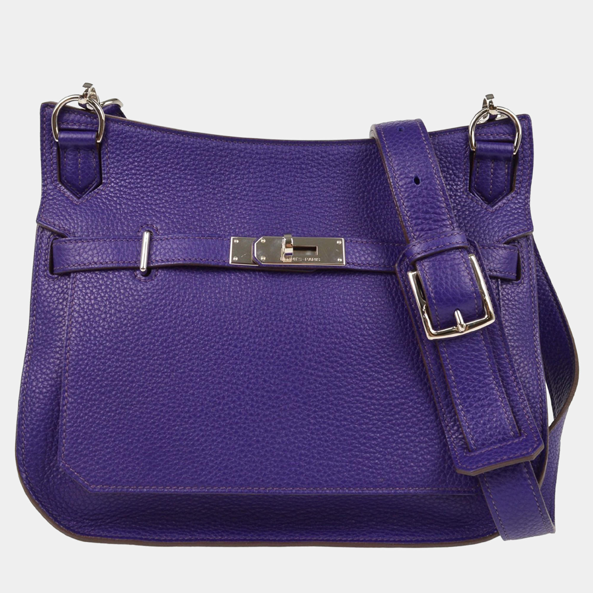 Pre Owned Hermes Jypsiere 28 Purple Taurillon Clemence Shoulder Bag