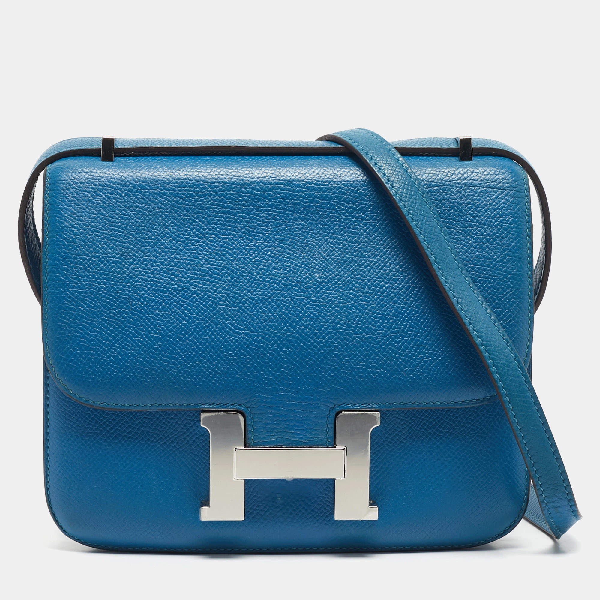 Pre Owned Hermes Mykonos Epsom Leather Palladium Finish Constance 18 Mini Bag