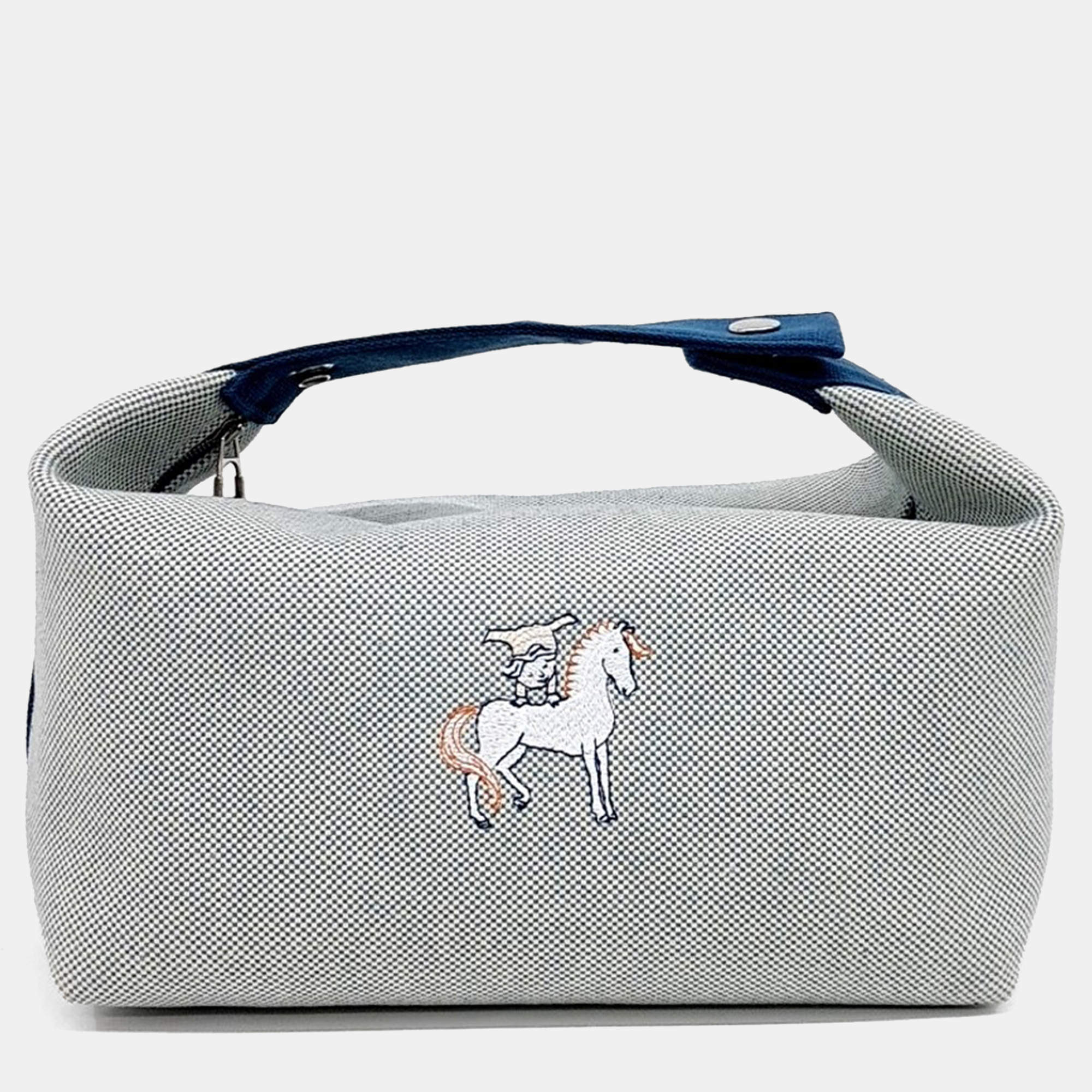 Pre Owned Hermes Grey Fabric Cabriolet Bride A Brac Case