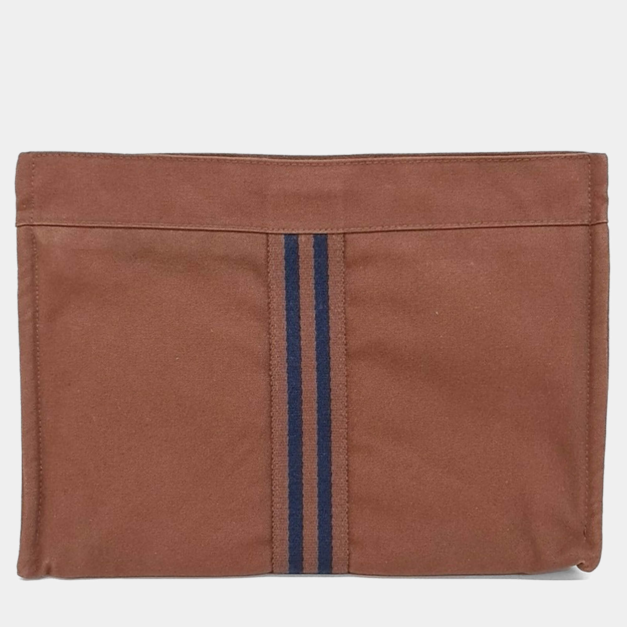 Pre Owned Hermes Brown Cotton Furutto Pouch