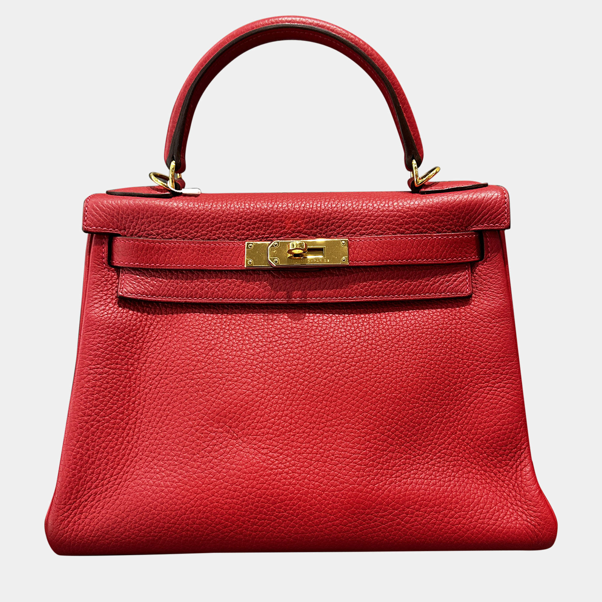 Pre Owned Hermes Kelly 28 Red Togo Leather Handbag