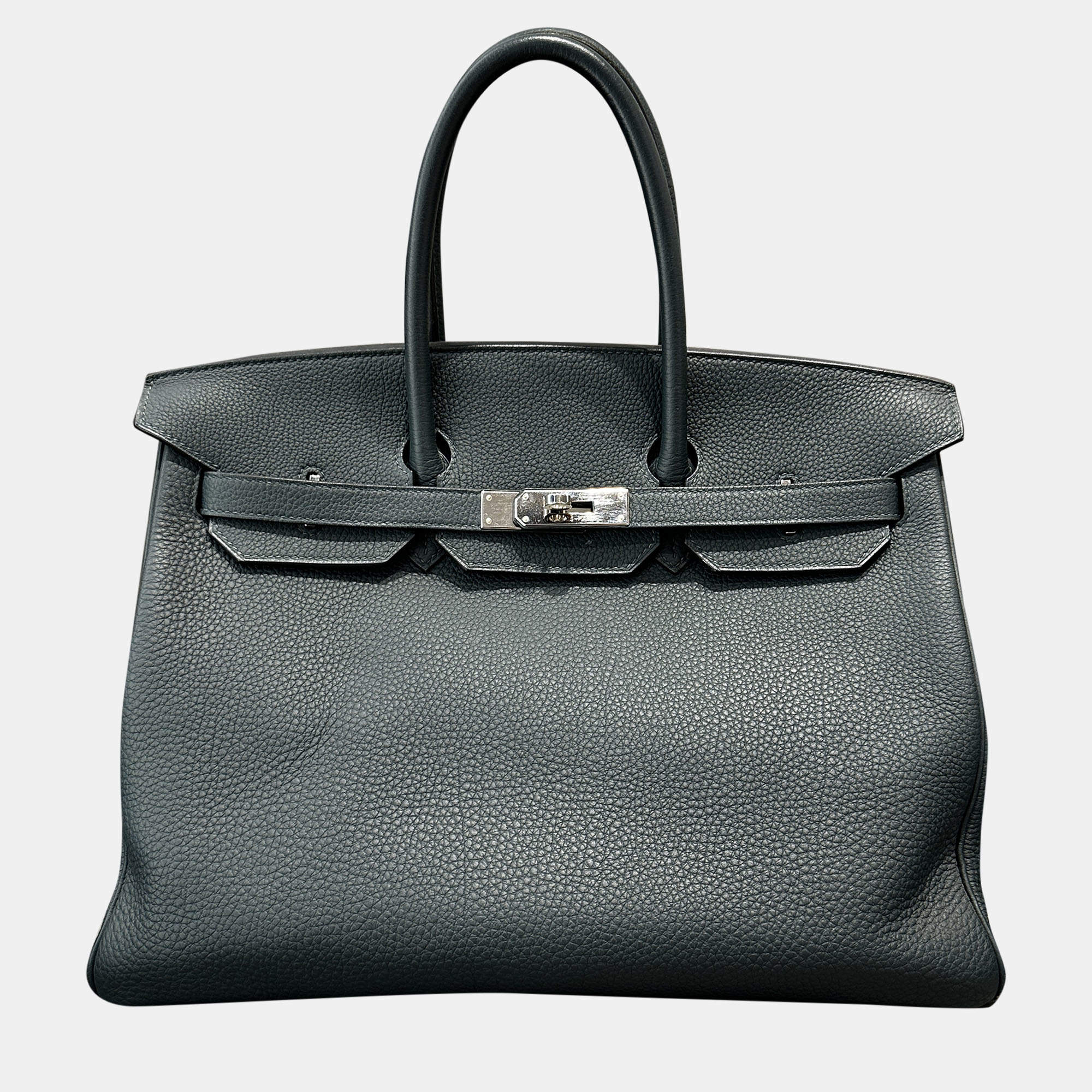 Pre Owned Hermes Birkin 35 Pine Green Togo Leather Handbag